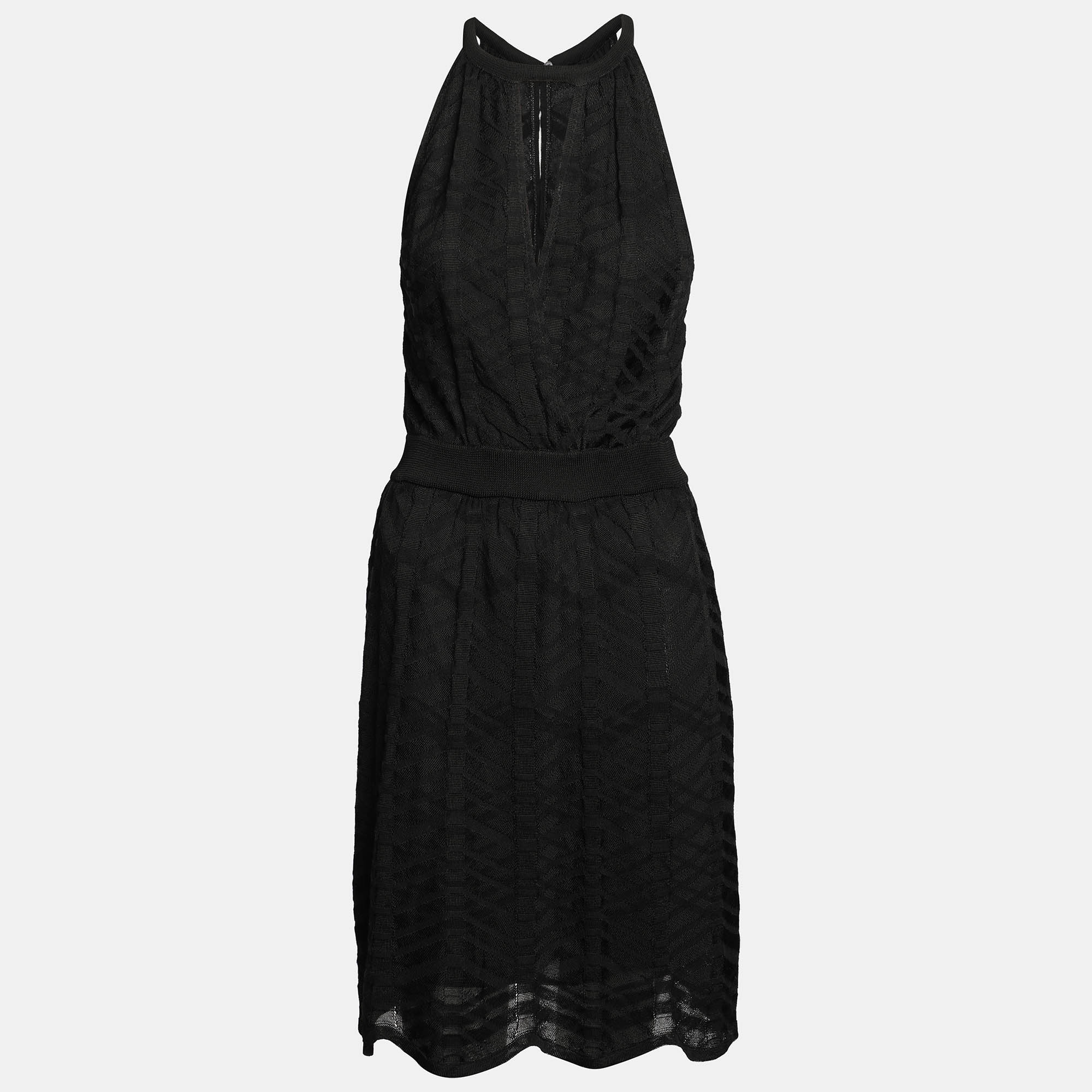 Pre-owned M Missoni Black Knit Sleeveless Midi Dress S