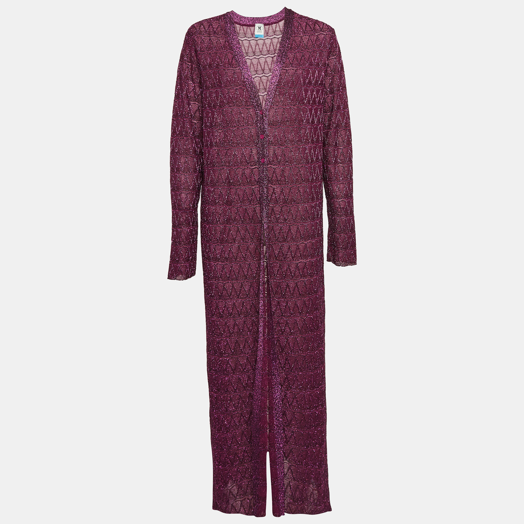 

M Missoni Purple Lurex Knit Long Sleeve Cover-Up XL