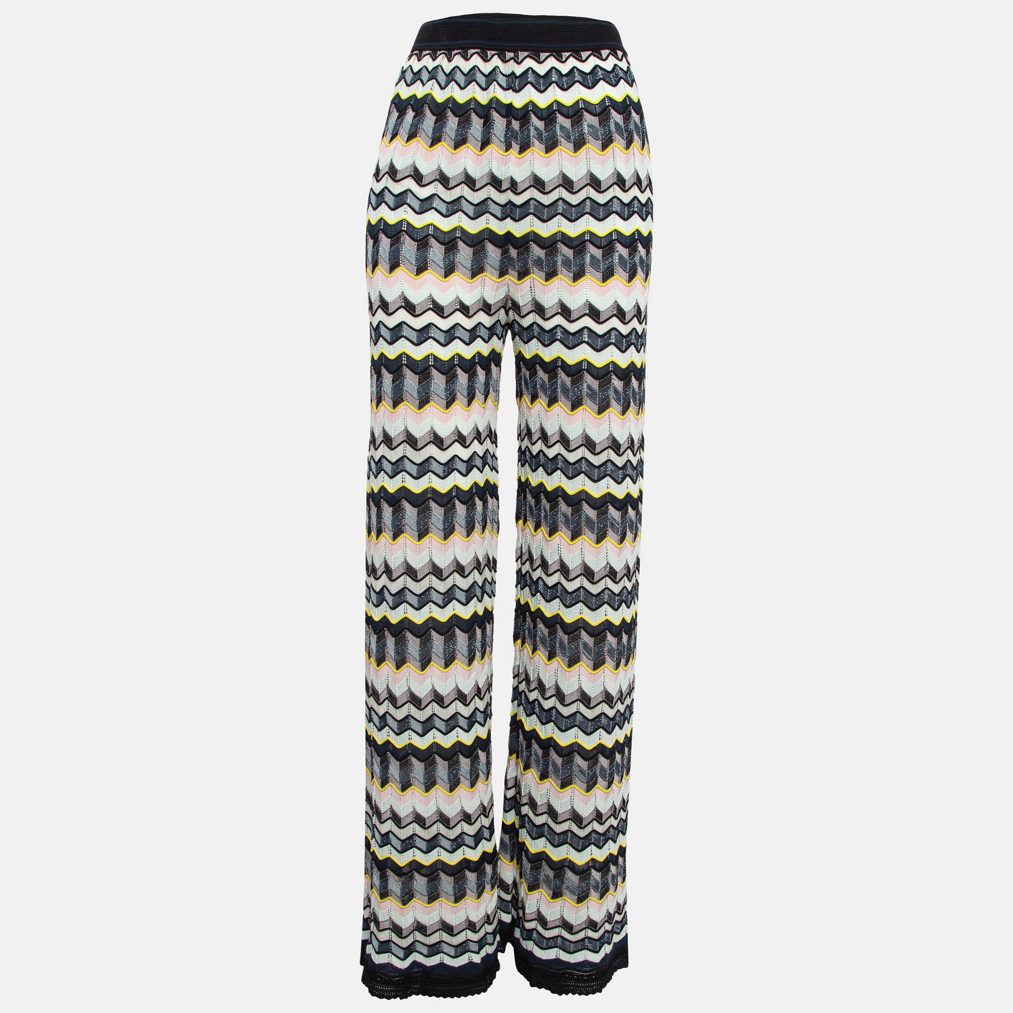 

M Missoni Multicolor Chevron Patterned Knit Palazzo Pants M