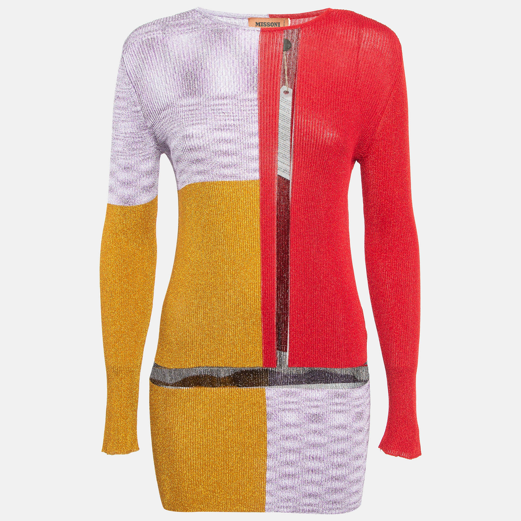 

M Missoni Multicolor Lurex Knit Colorblock Top M