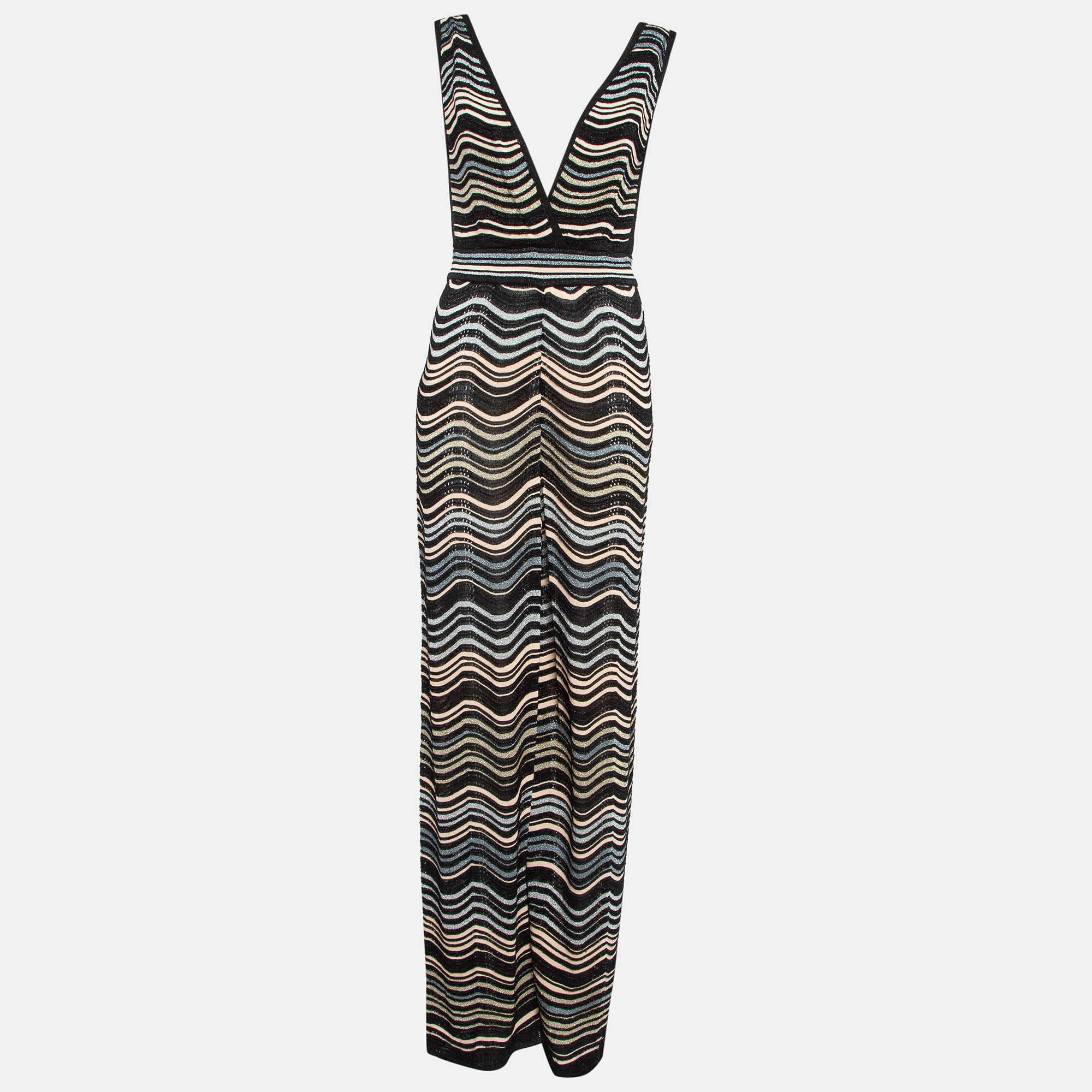 

M Missoni Multicolor Patterned Lurex Knit Sleeveless Jumpsuit M