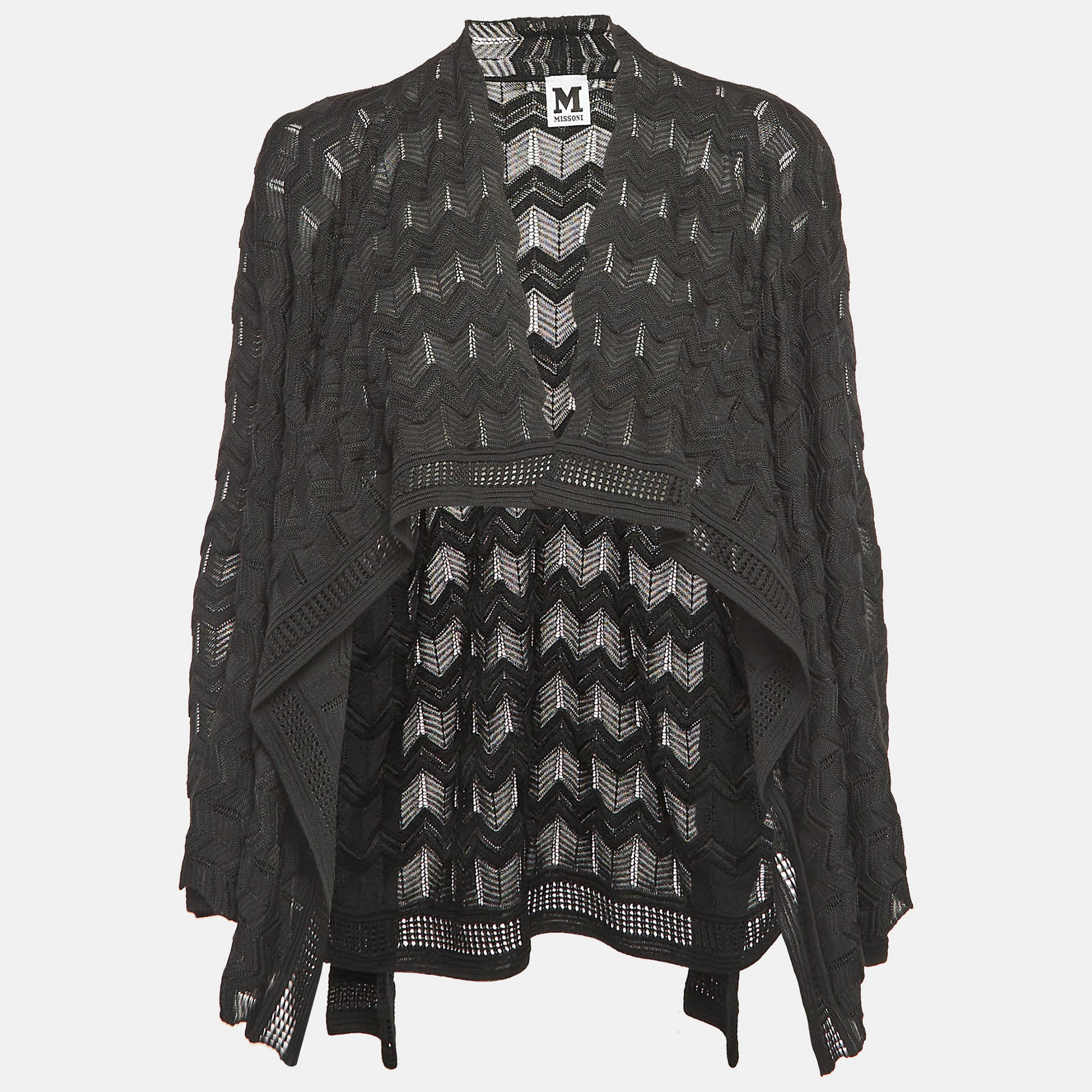 

M Missoni Black Chevron Knit Cardigan S