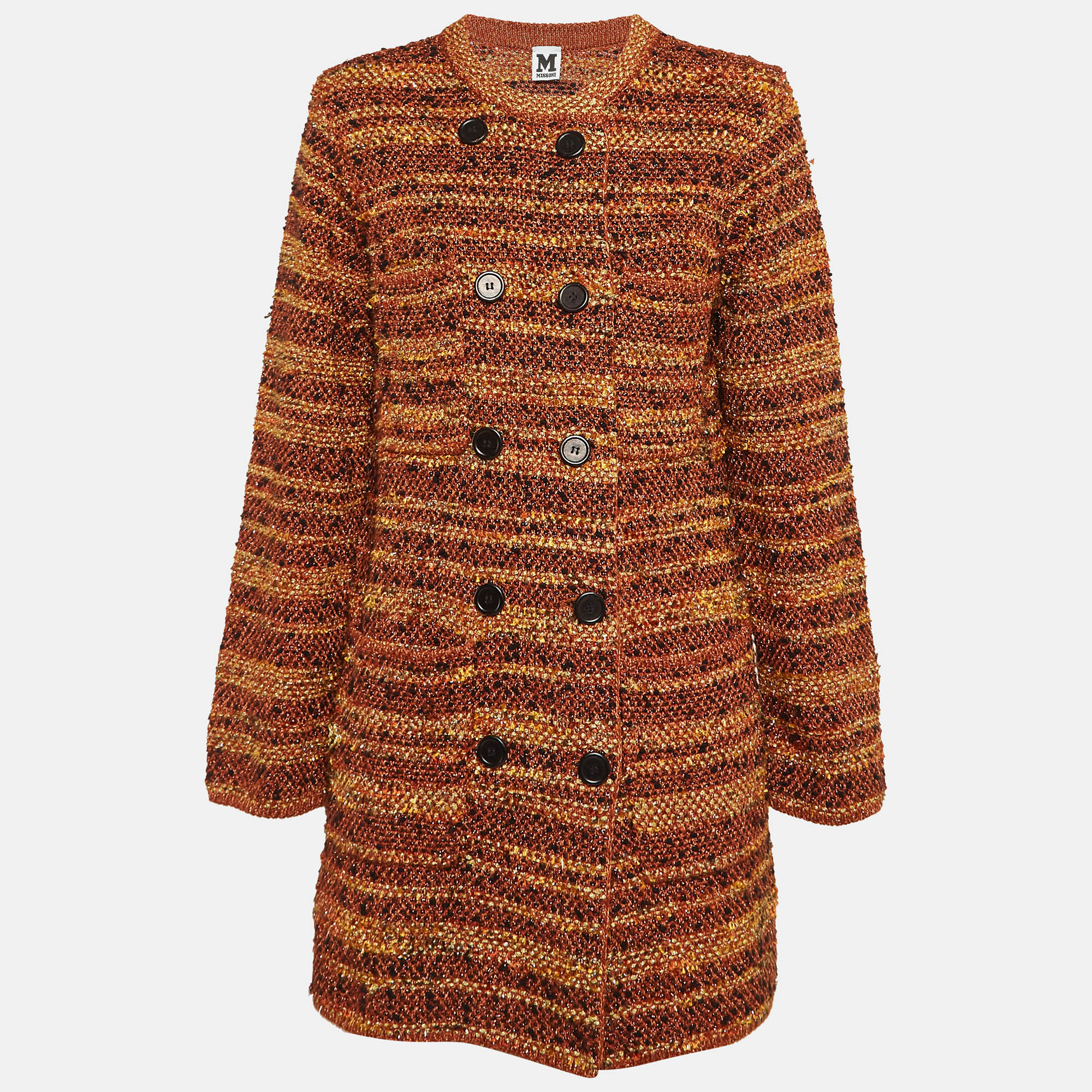 

M Missoni Multicolor Lurex/Wool Blend Knit Double Breasted Jacket M