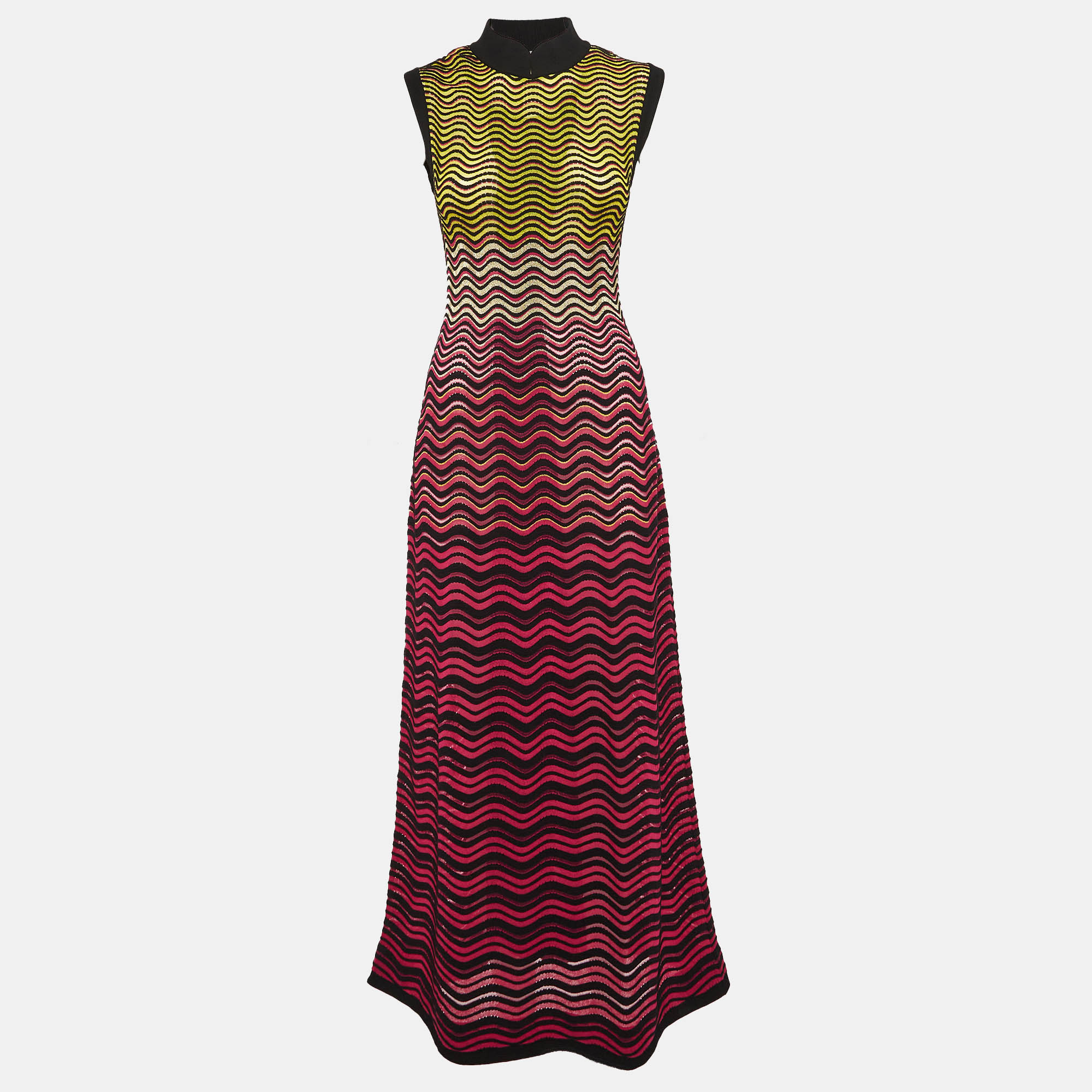 

M Missoni Multicolor Wave Lurex Knit Midi Dress S