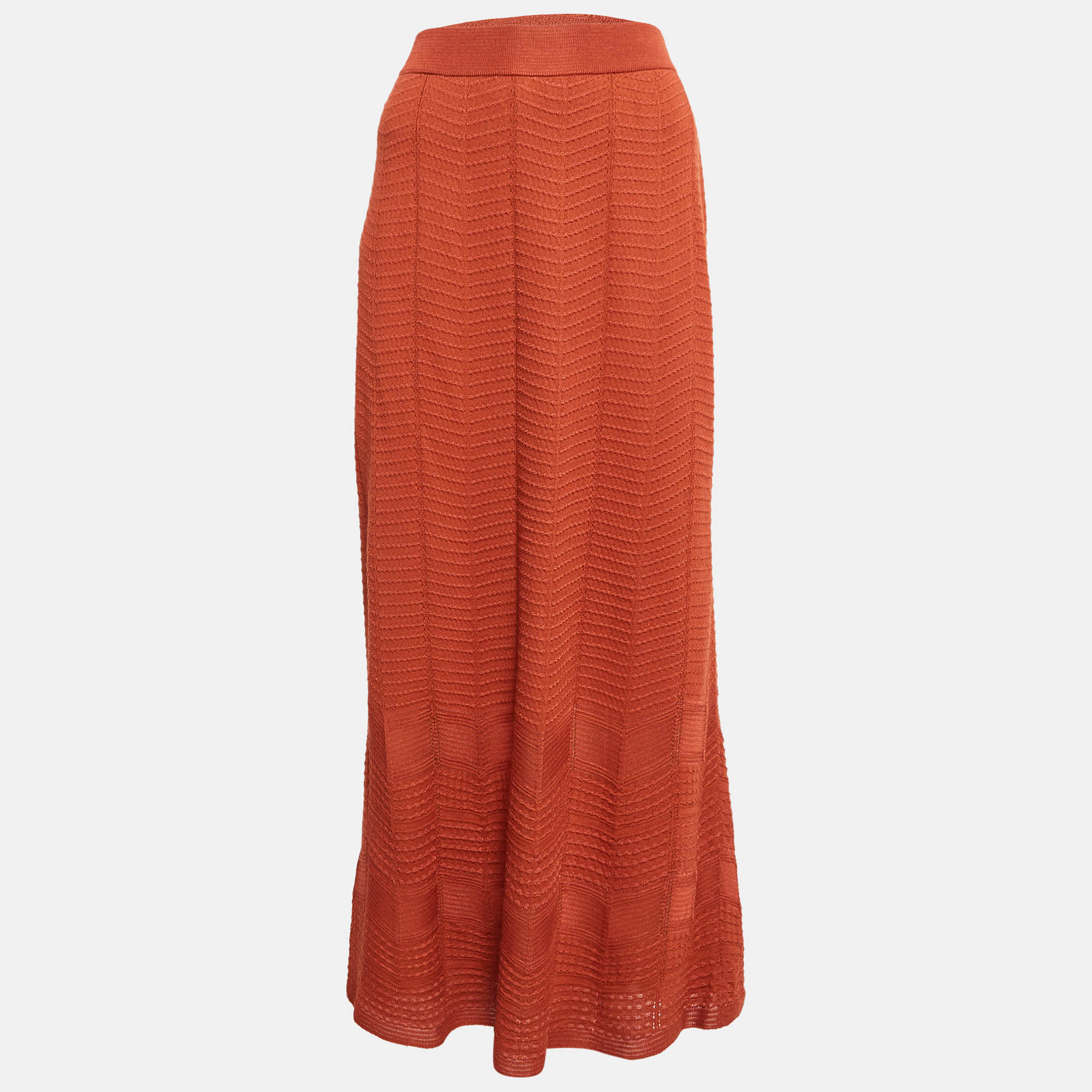 

M Missoni Rust Orange Patterned Knit Maxi Skirt M