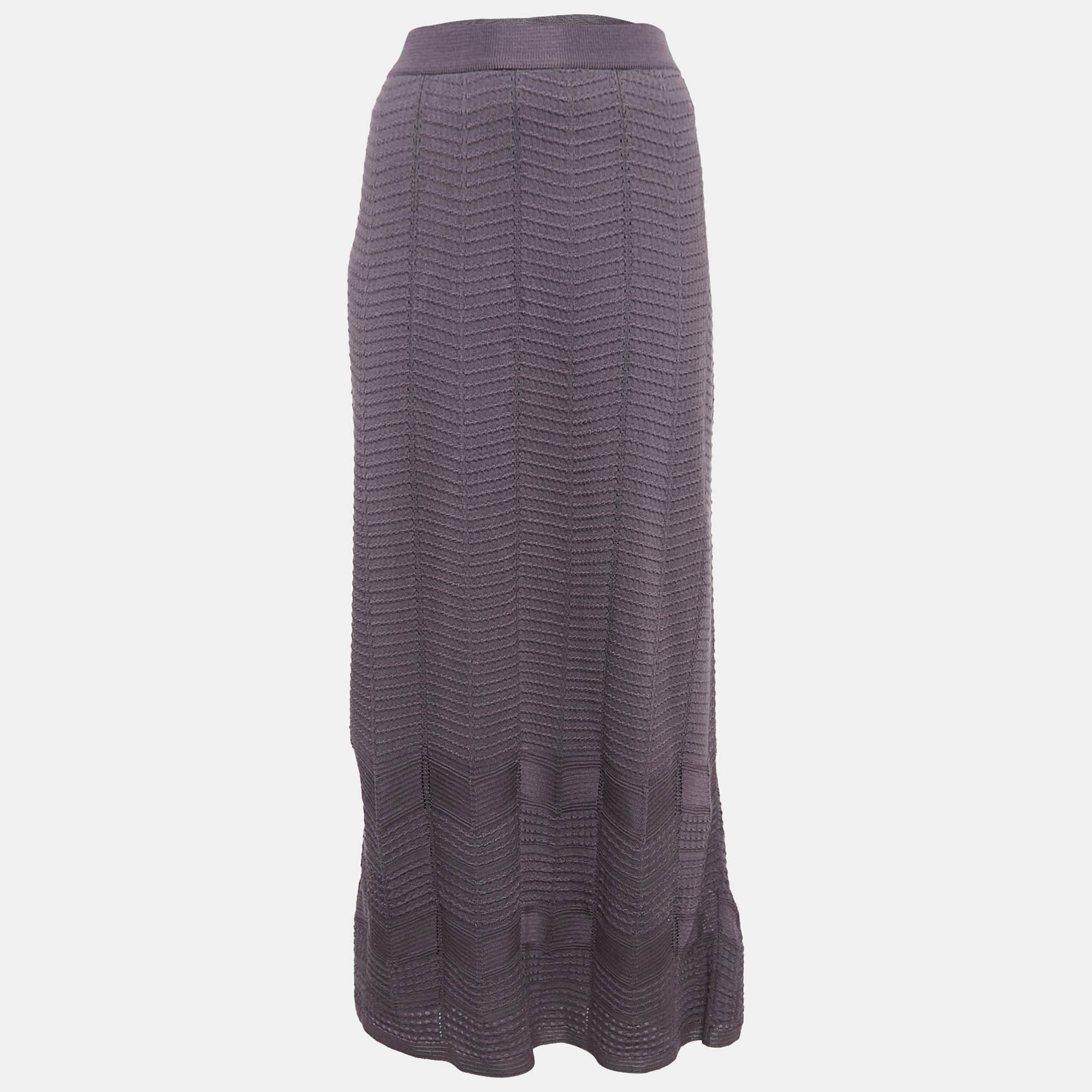 

M Missoni Light Purple Chevron Pattern Knit Maxi Skirt S