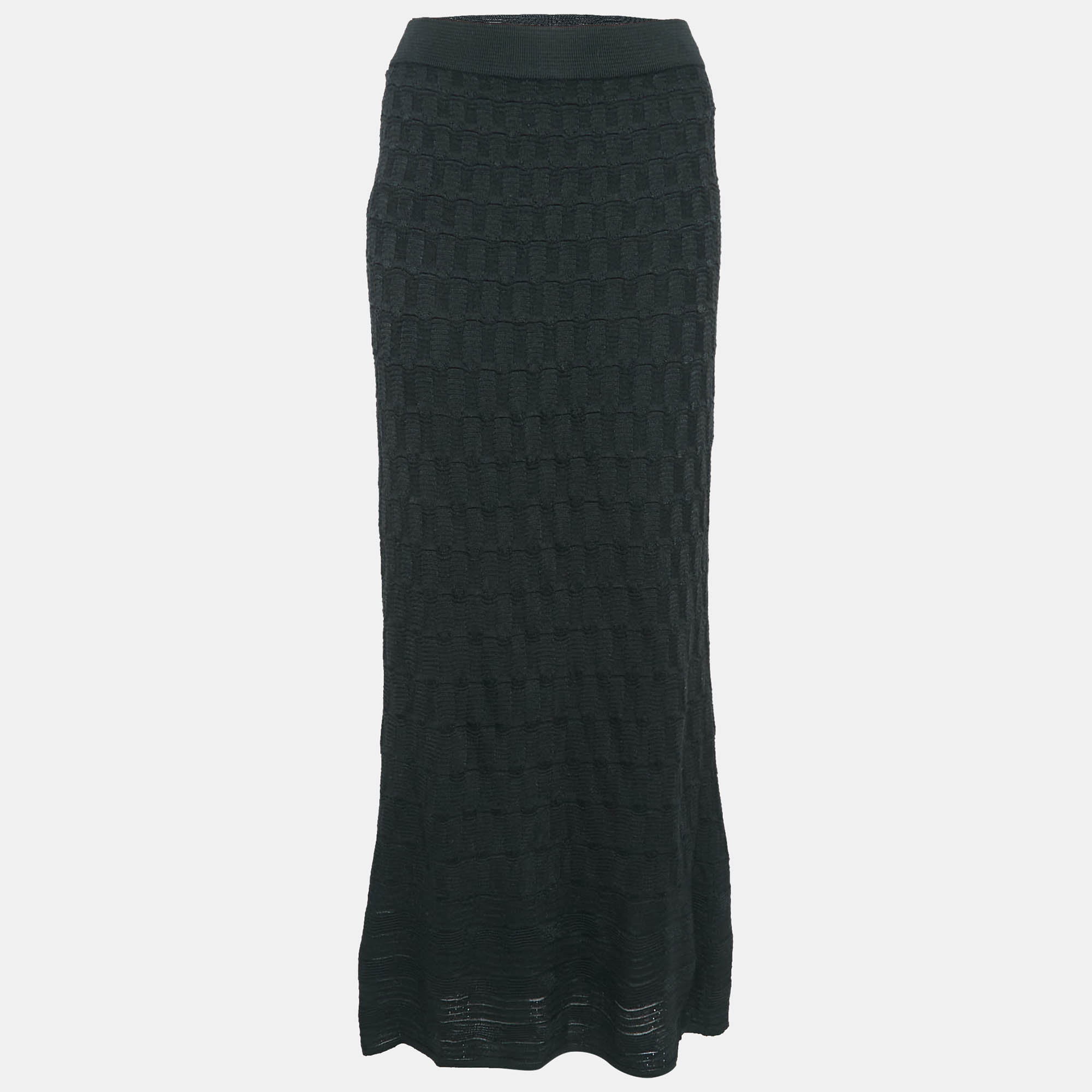 

M Missoni Black Patterned Knit Maxi Skirt S