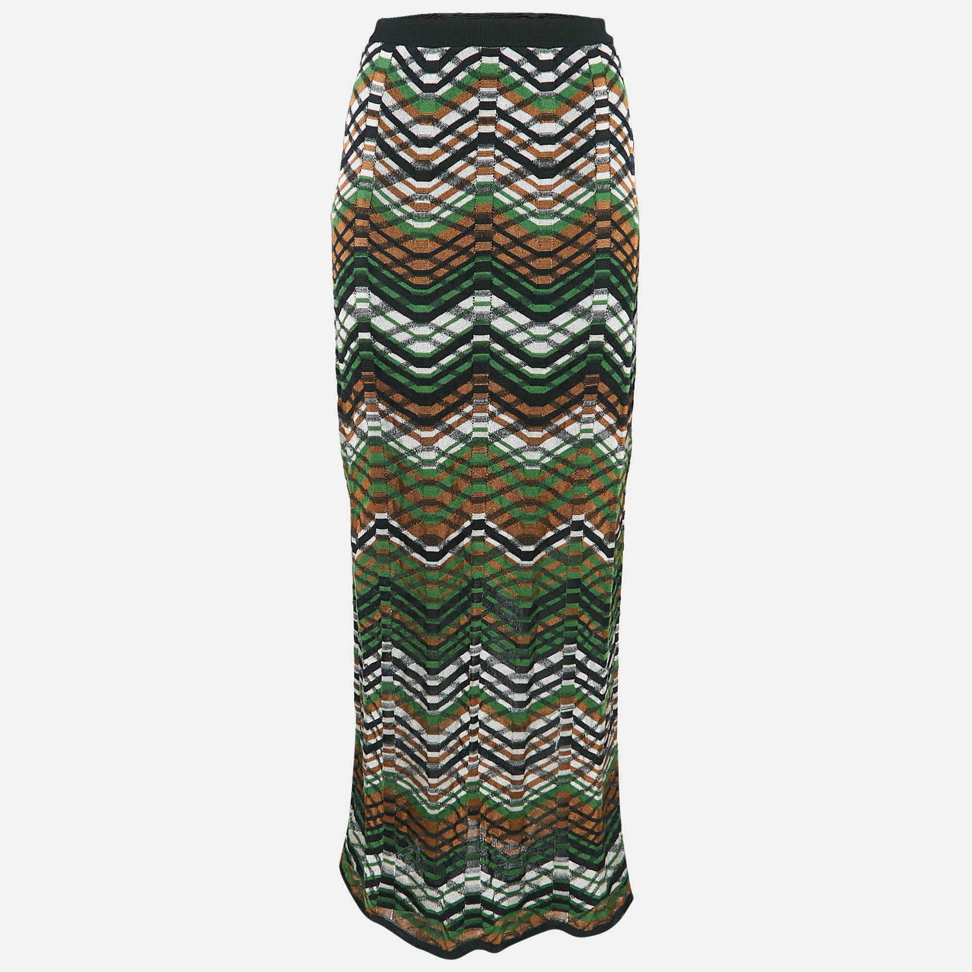 

M Missoni Black Striped Knit Maxi Skirt S