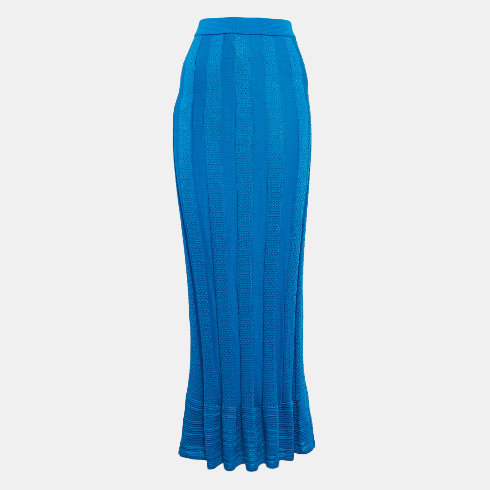 

M Missoni Blue Stripe Pattern Knit Maxi Skirt M