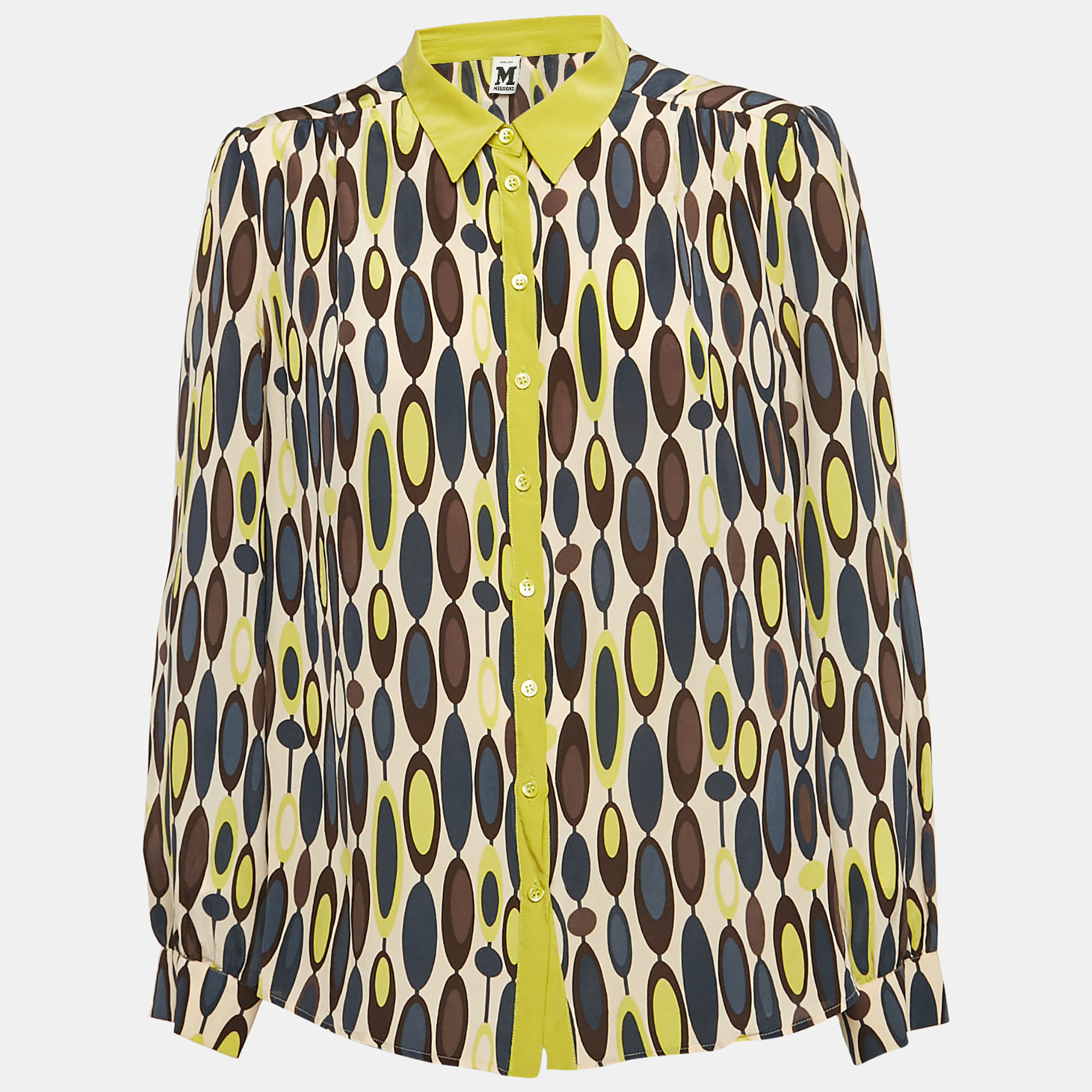 

M Missoni Multicolor Printed Silk Long Sleeve Shirt M