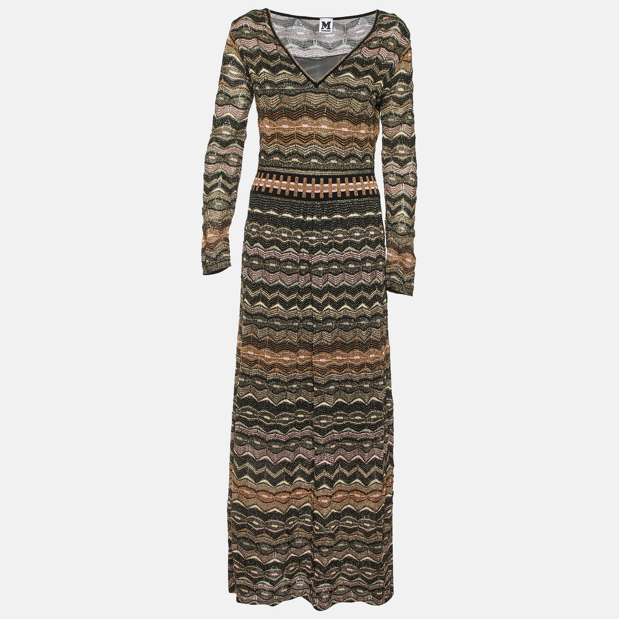 

M Missoni Multicolor Perforated Lurex Knit Maxi Dress M