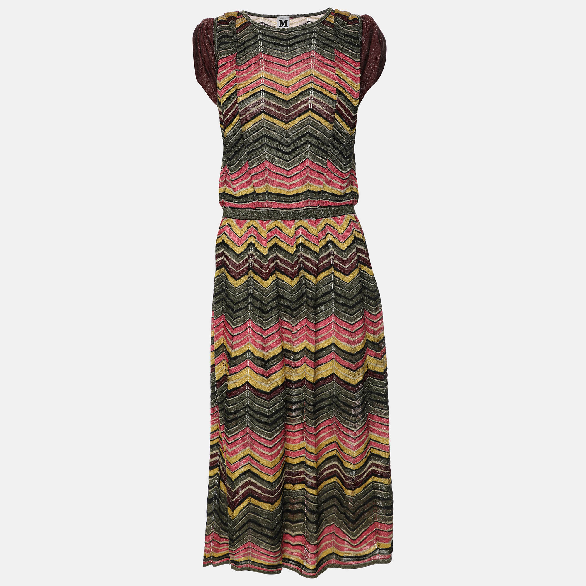 

M Missoni Multicolor Knit Fabric Midi Dress M