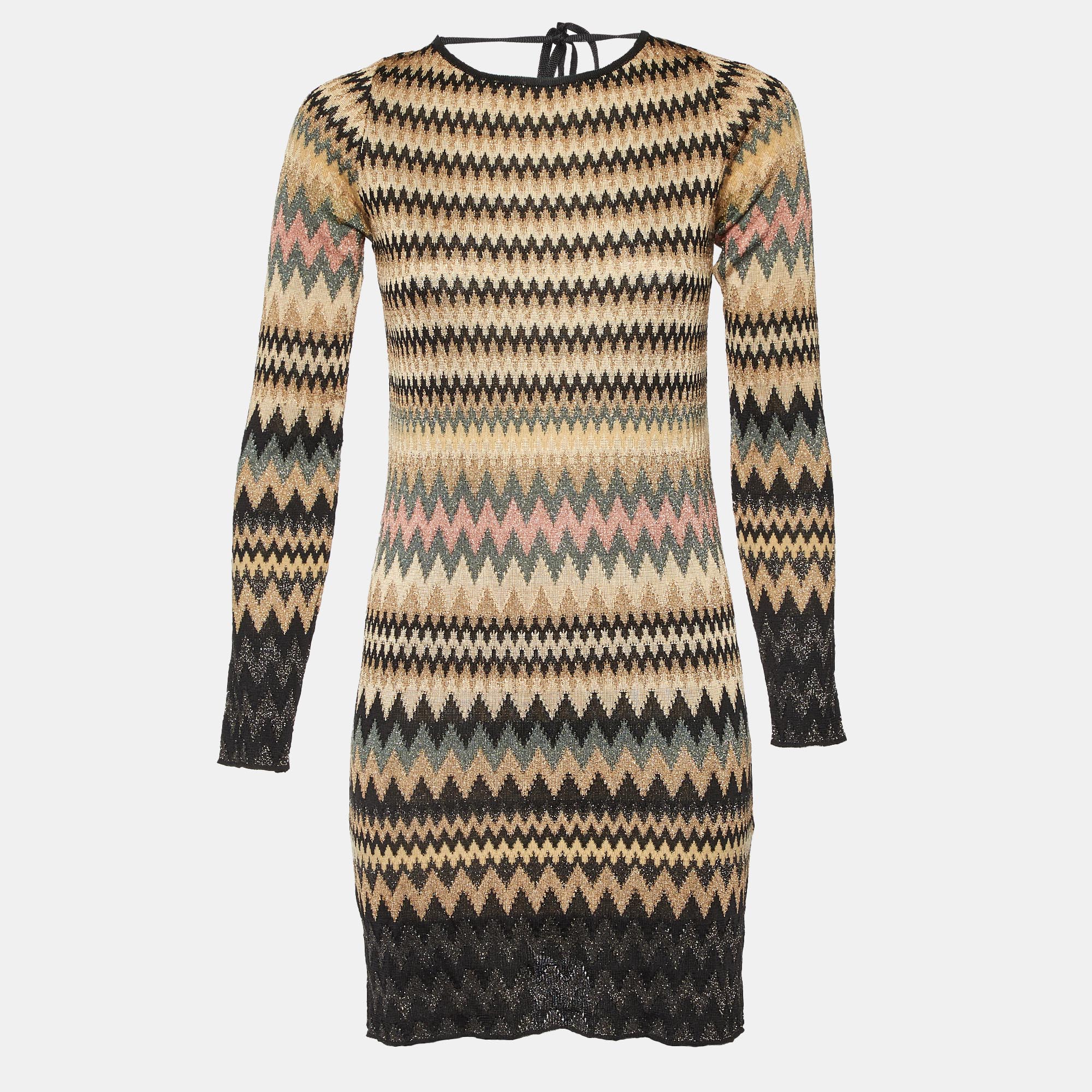 

M Missoni Multicolor Chevron Lurex Knit Mini Dress S