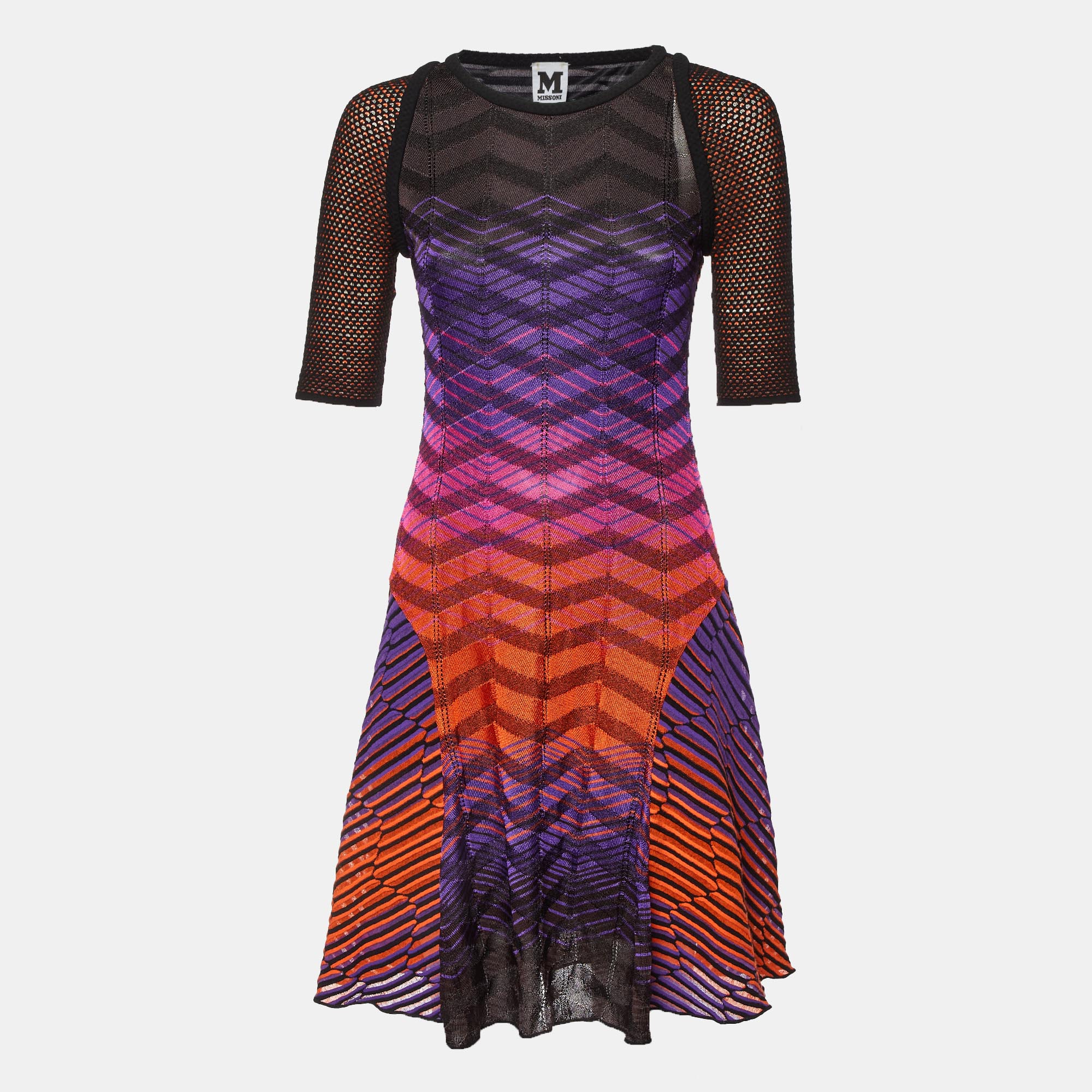 

M Missoni Multicolor Pattered Jersey Midi Dress M