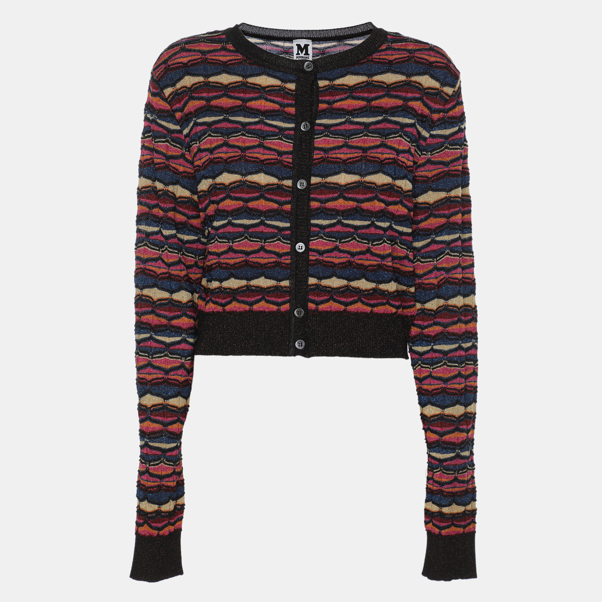 

M Missoni Multicolor Striped Lurex Knit Cardigan L