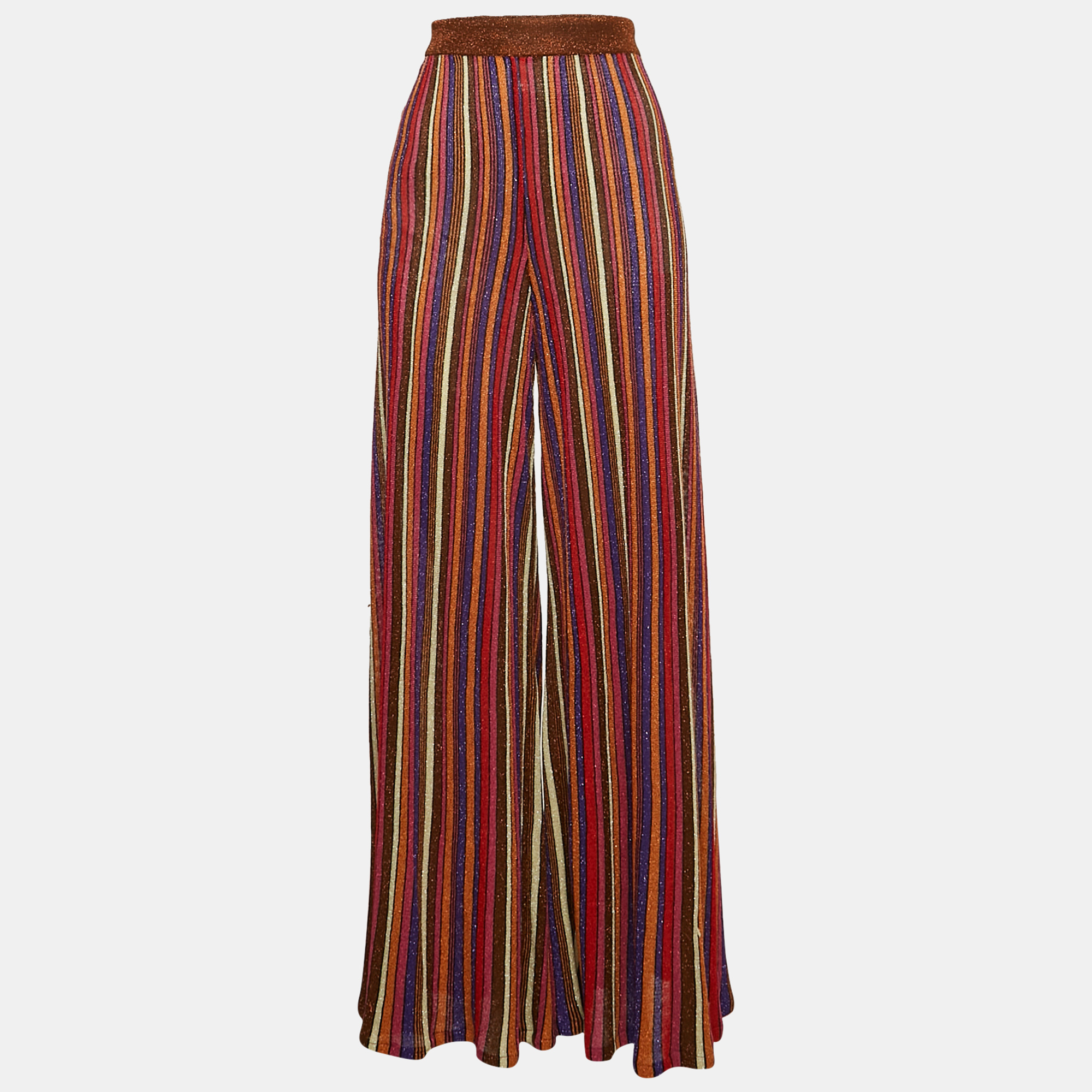 

M Missoni Multicolor Stripe Lurex Knit Flared Pants S