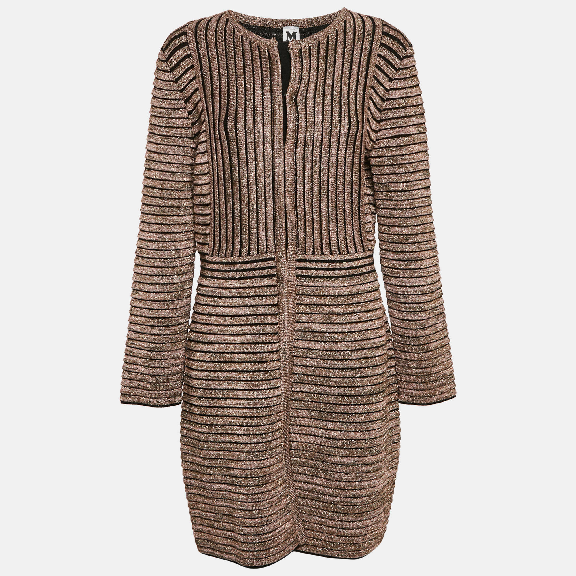 

M Missoni Metallic Stripe Lurex Knit Long Cardigan L