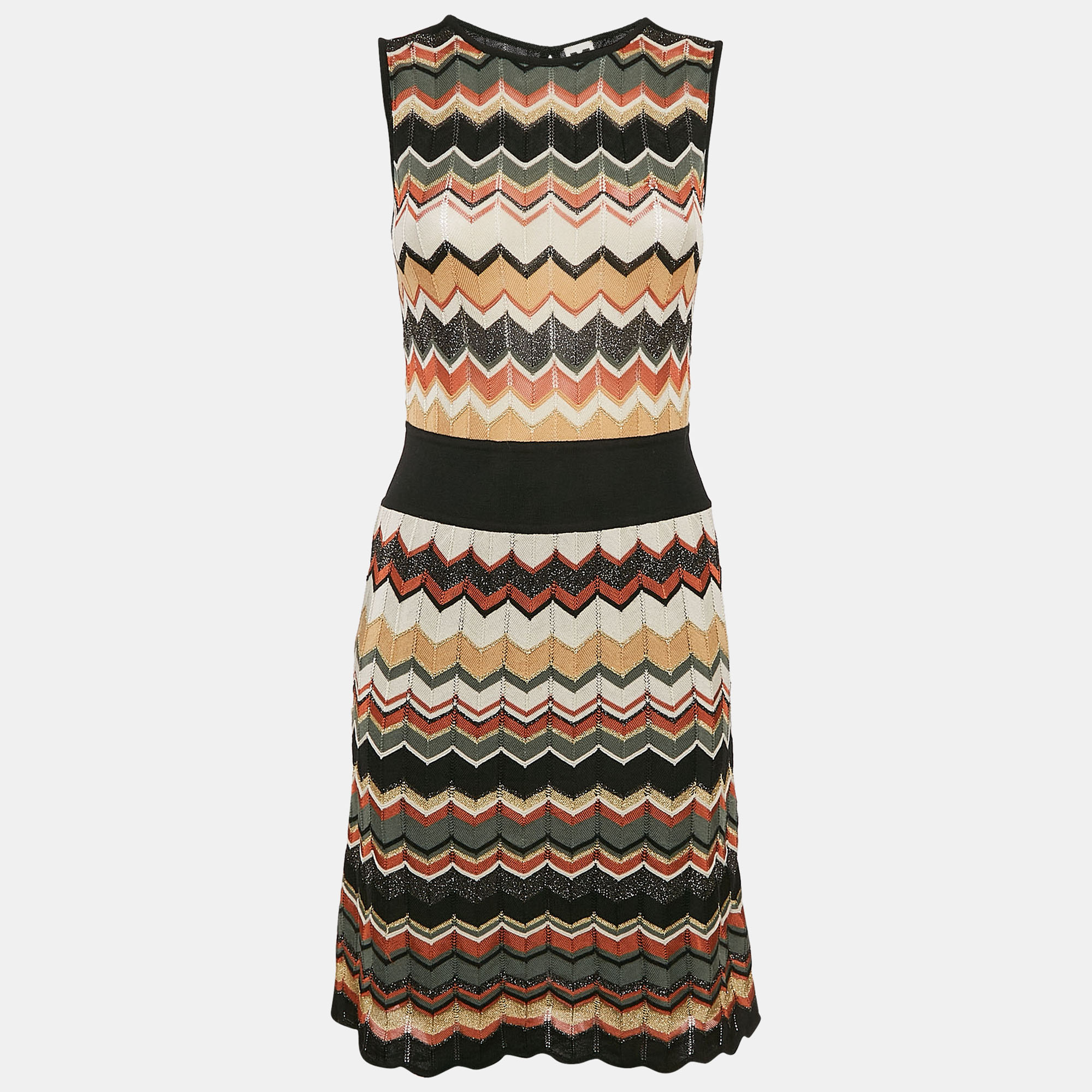 

M Missoni Multicolor Patterned Lurex Knit Sleeveless Short Dress S