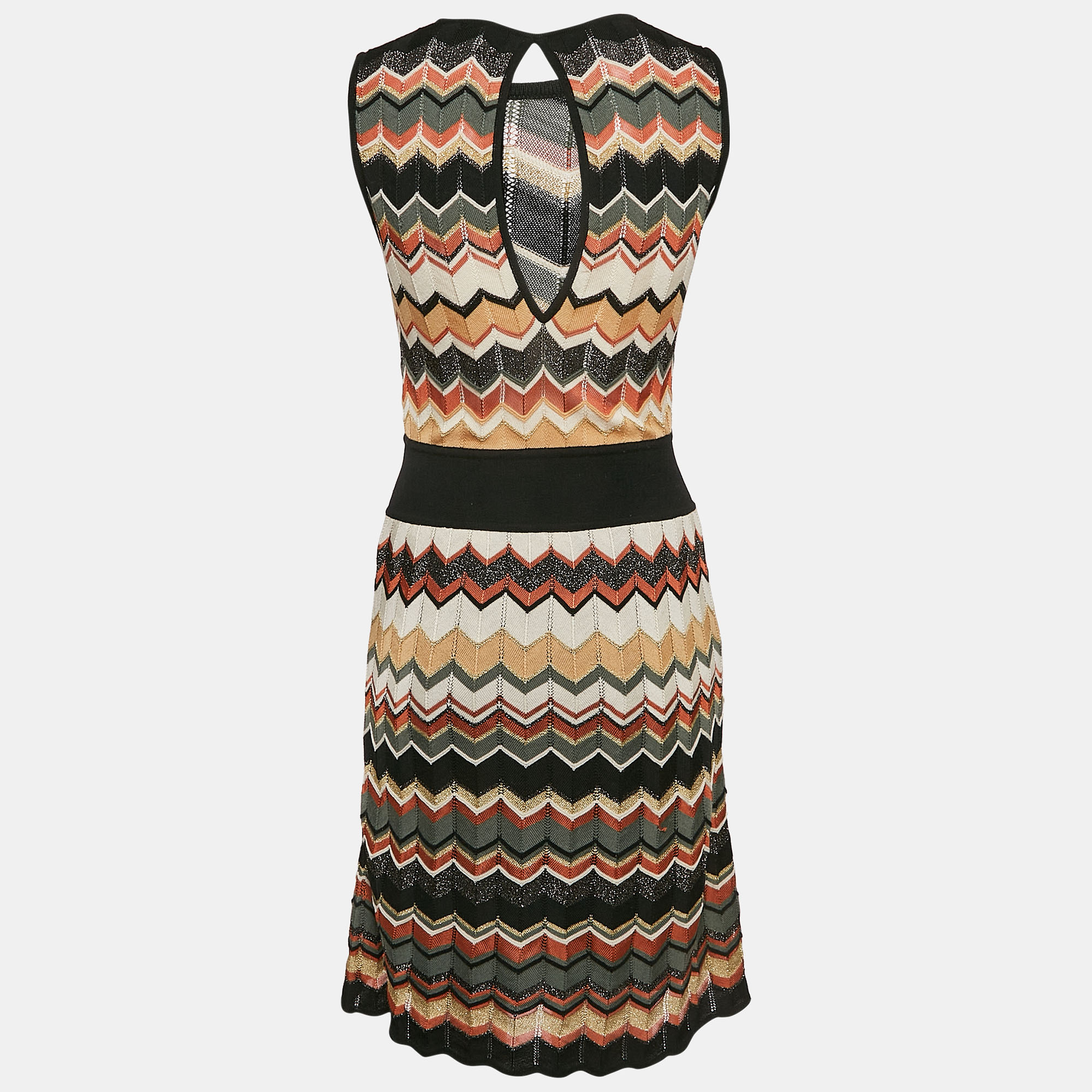M Missoni Multicolor Patterned Lurex Knit Sleeveless Short Dress S 