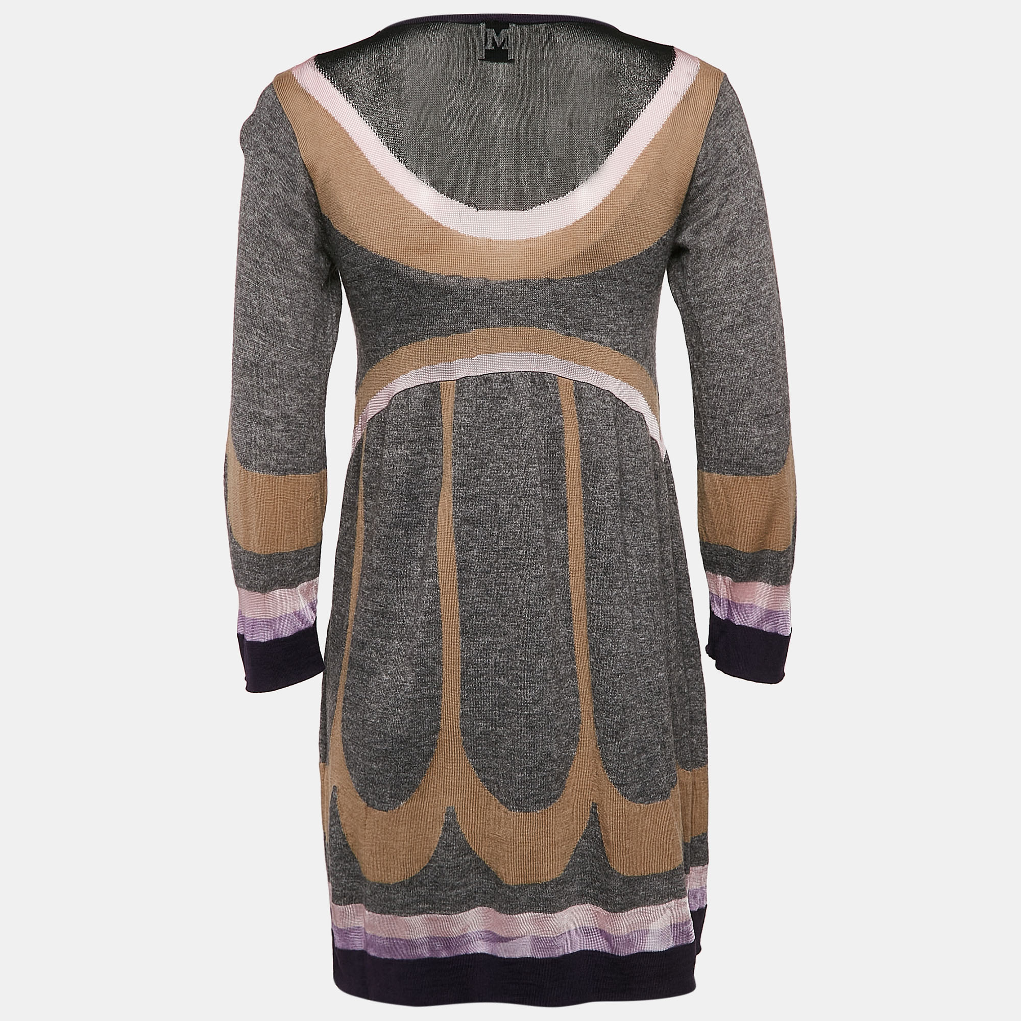 M Missoni Multicolor Pattern Wool Blend Knit Knee-Length Dress S 