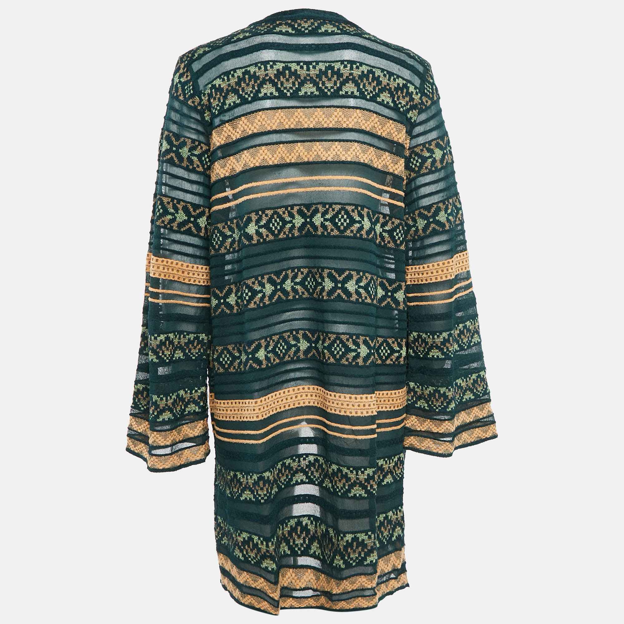 M Missoni Green/Multicolor Knit Long Cardigan S 
