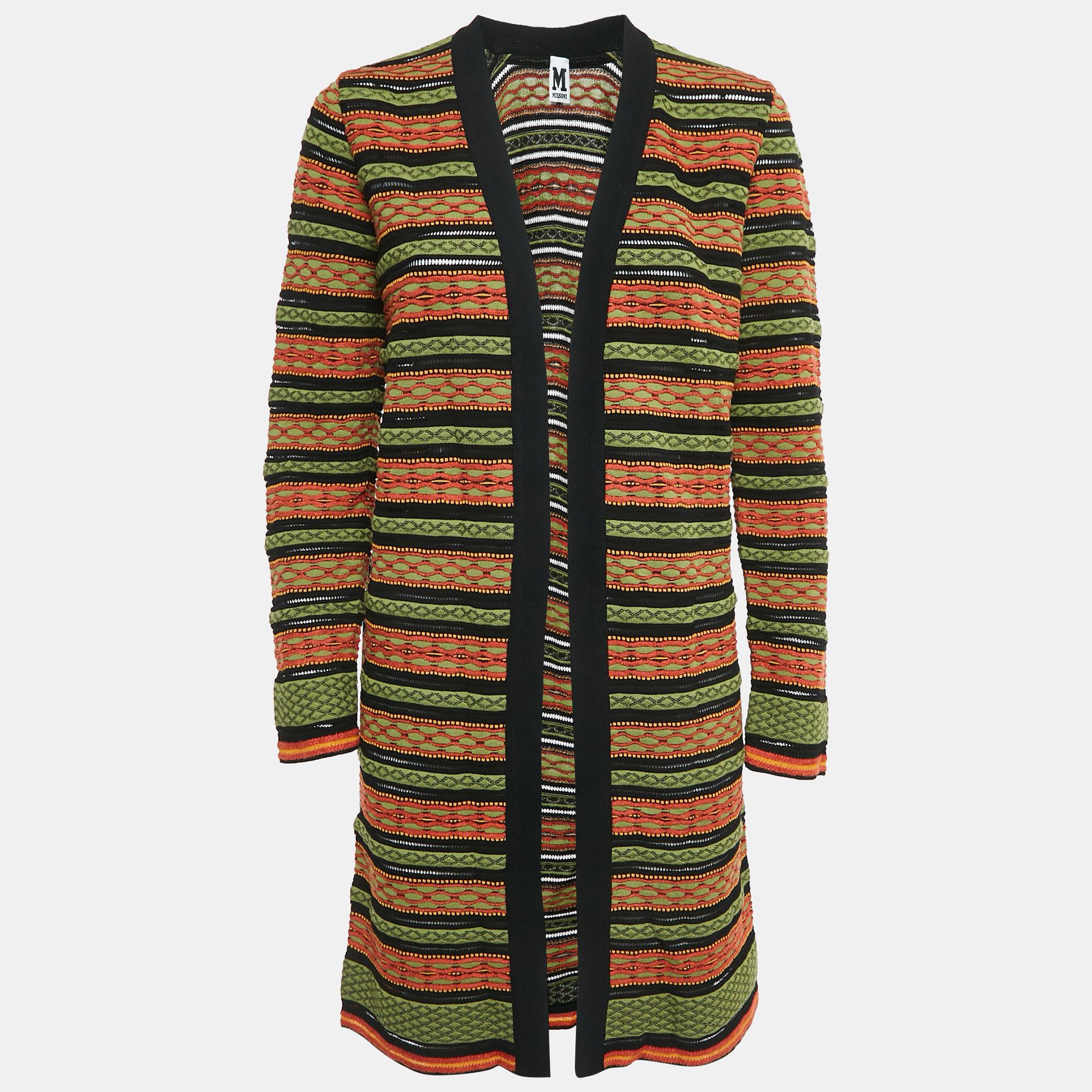 

M Missoni Multicolor Patterned Knit Long Cardigan M