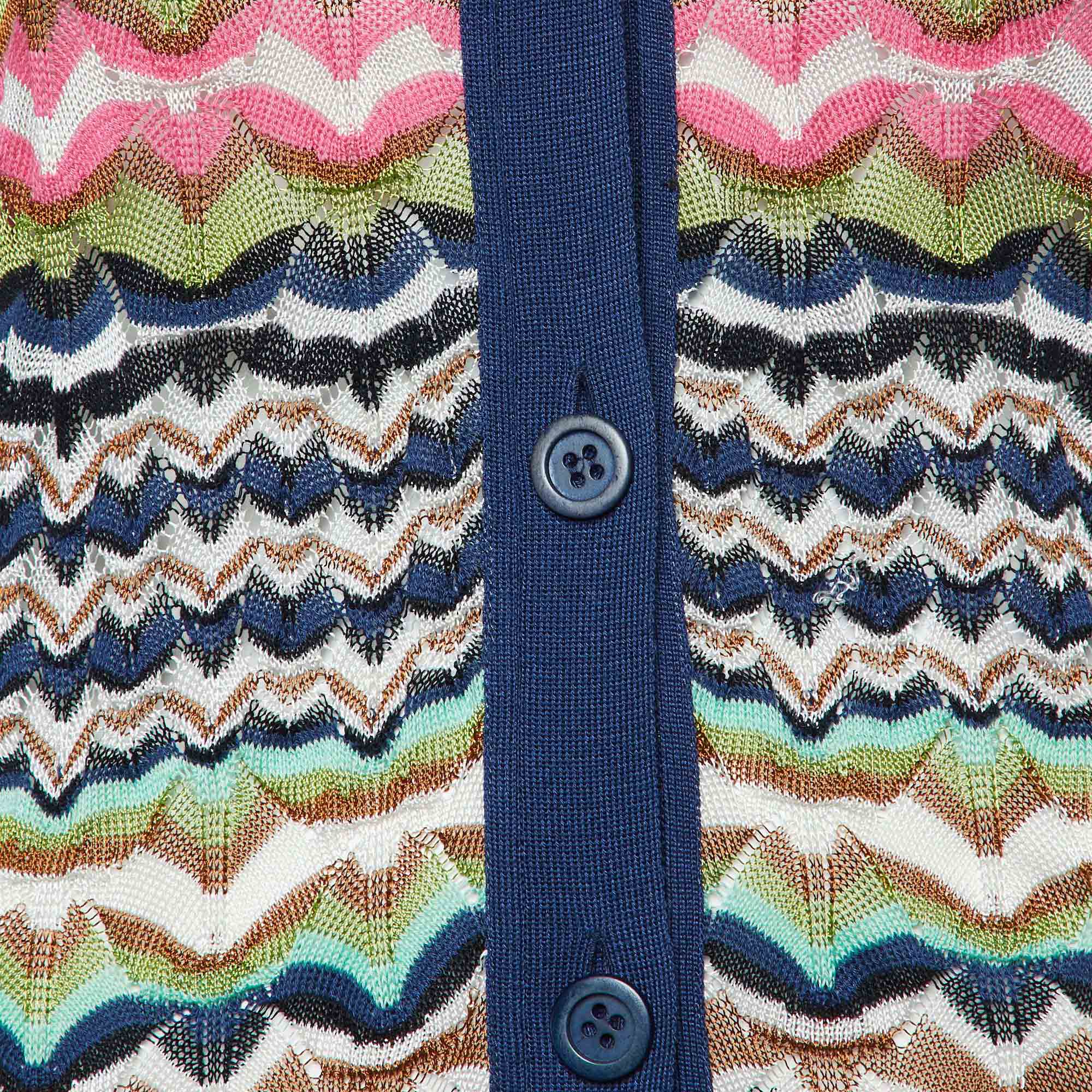 M Missoni Multicolor Patterned Knit Button Front Cardigan M 