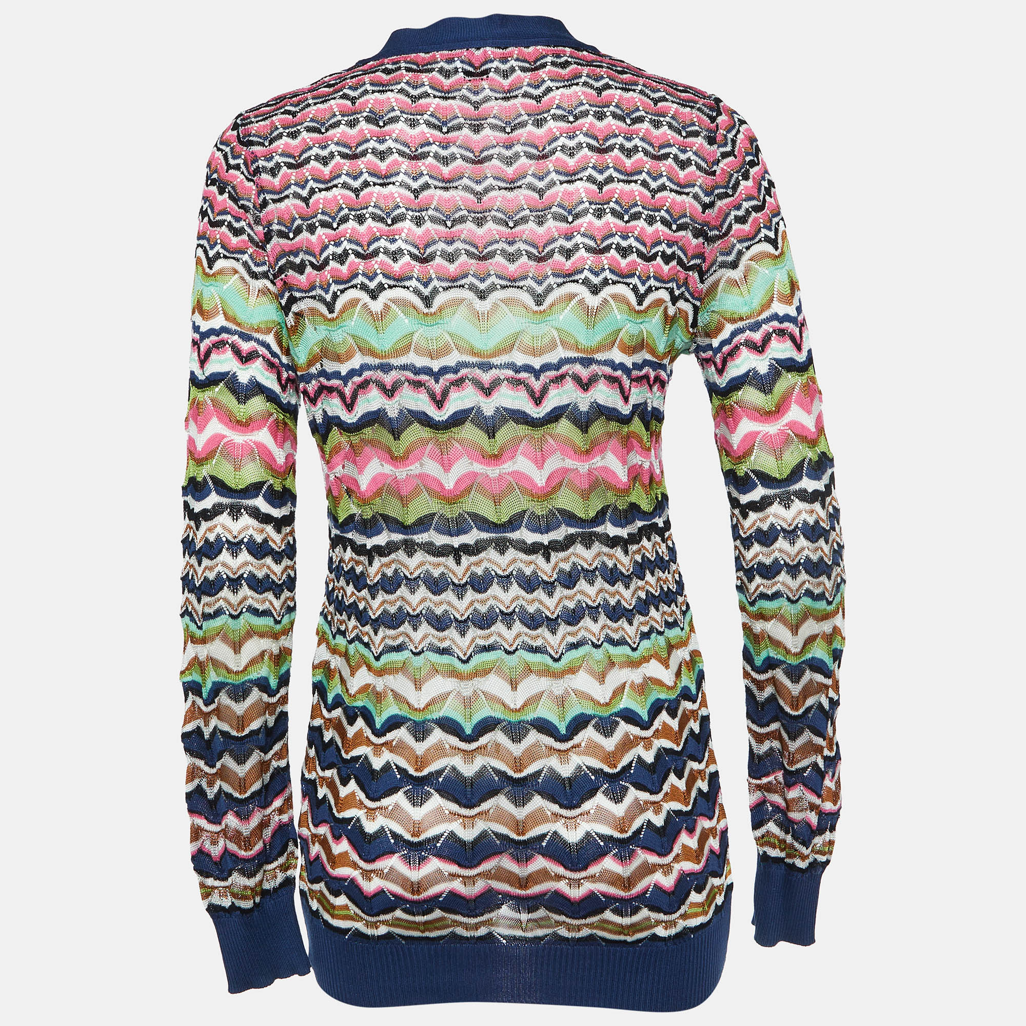 M Missoni Multicolor Patterned Knit Button Front Cardigan M 