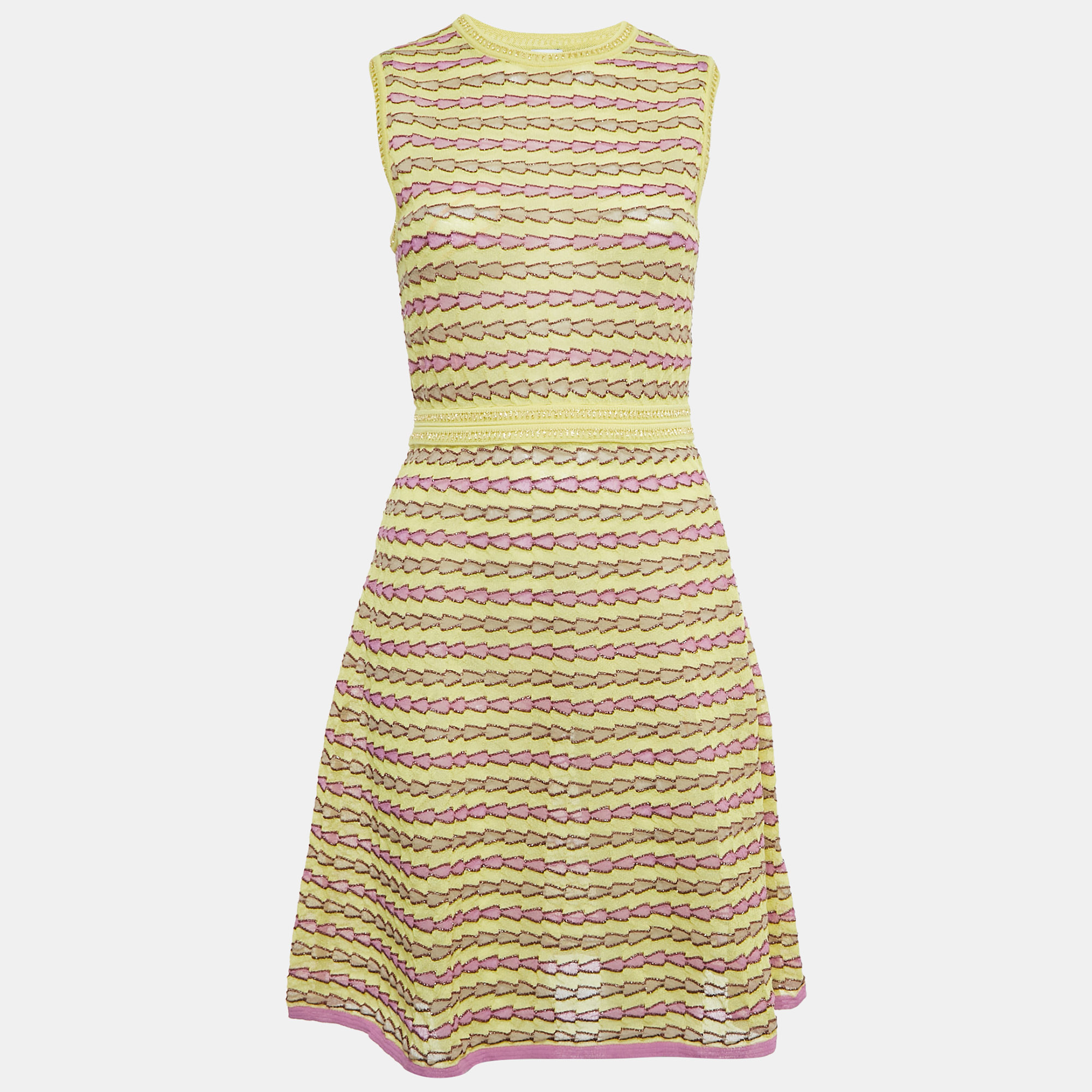 

M Missoni Multicolor Patterned Lurex Knit Sleeveless Short Dress M