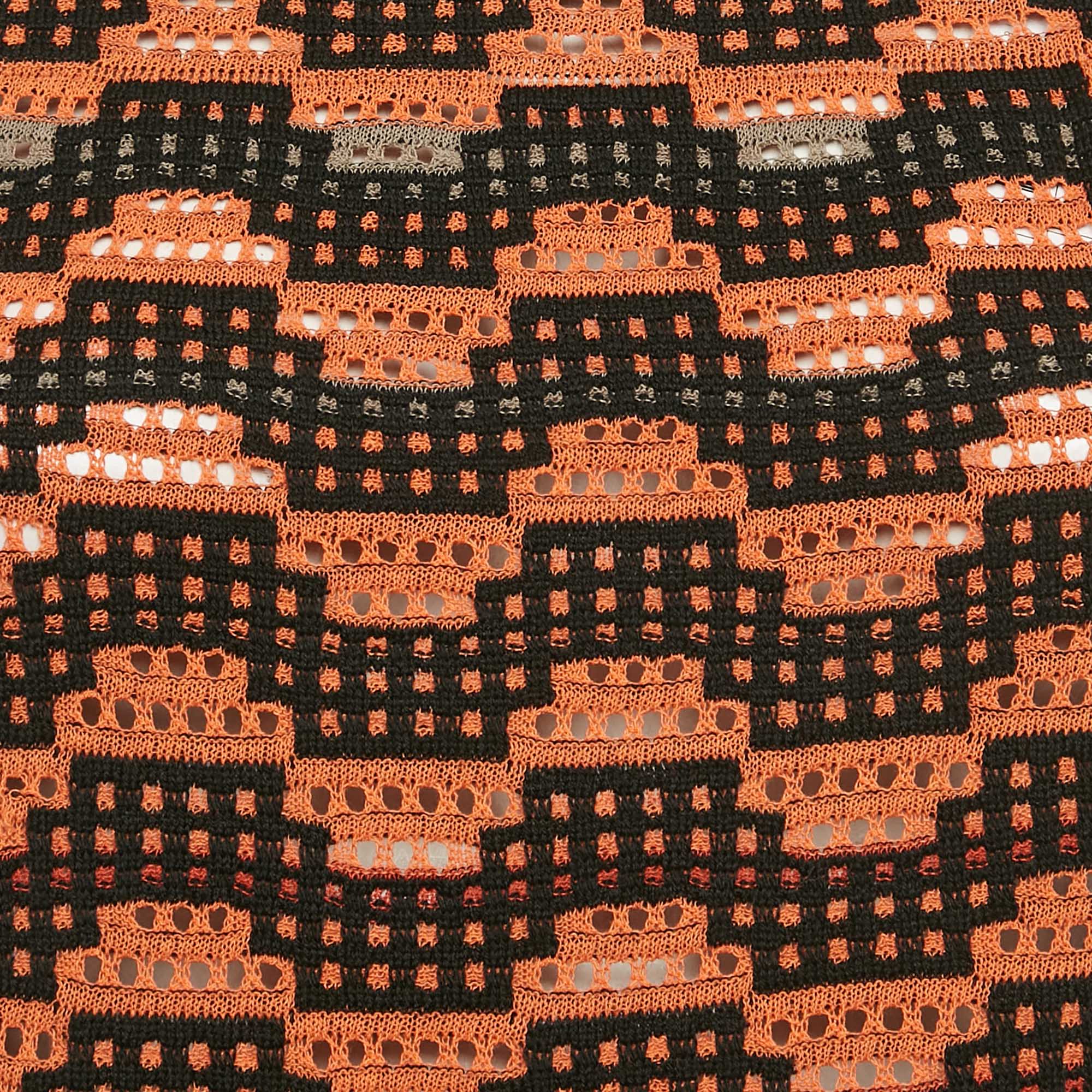M Missoni Orange/Multicolor Patterned Wool Blend Knit Sleeveless Top S 