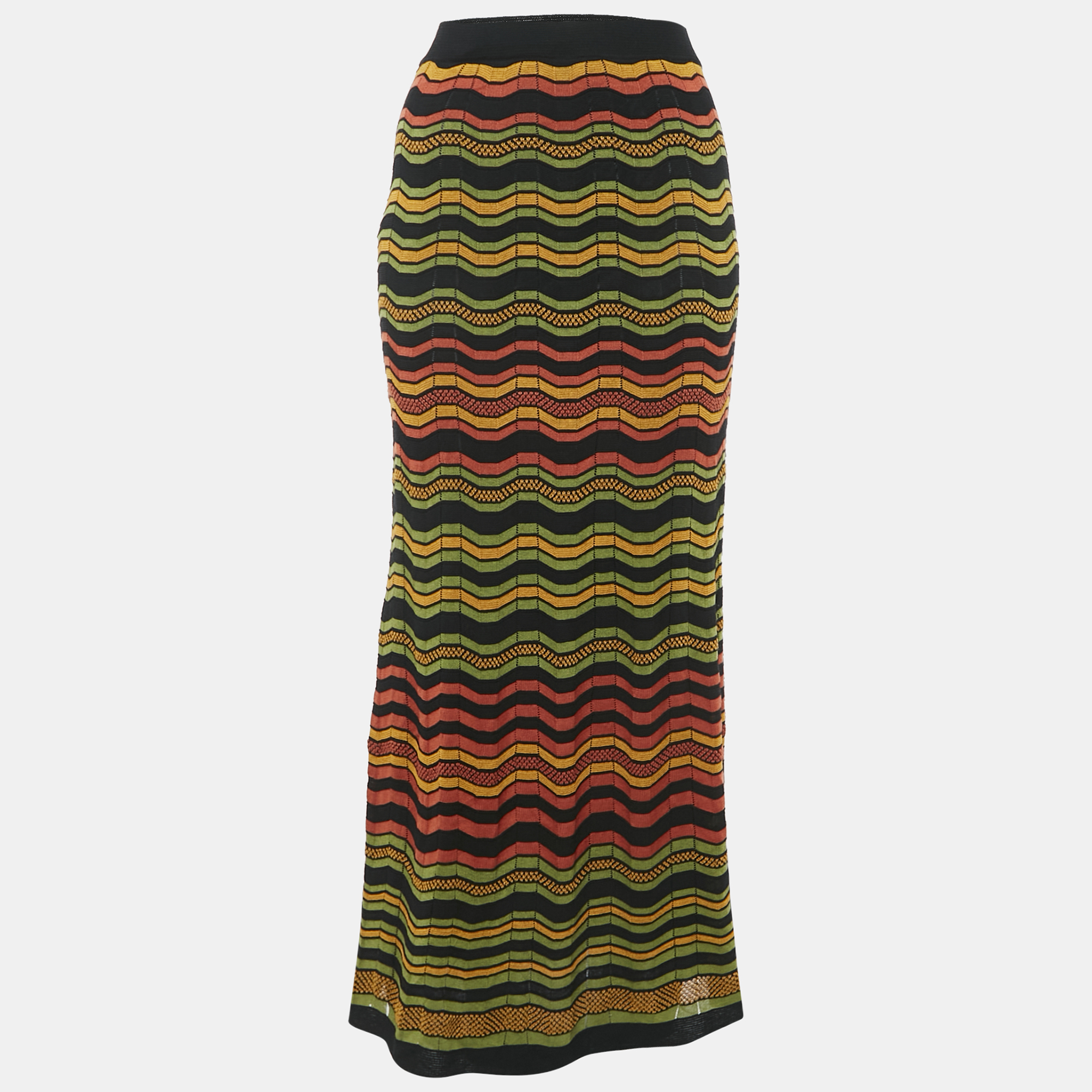 

M Missoni Multicolor Patterned Knit Maxi Skirt S