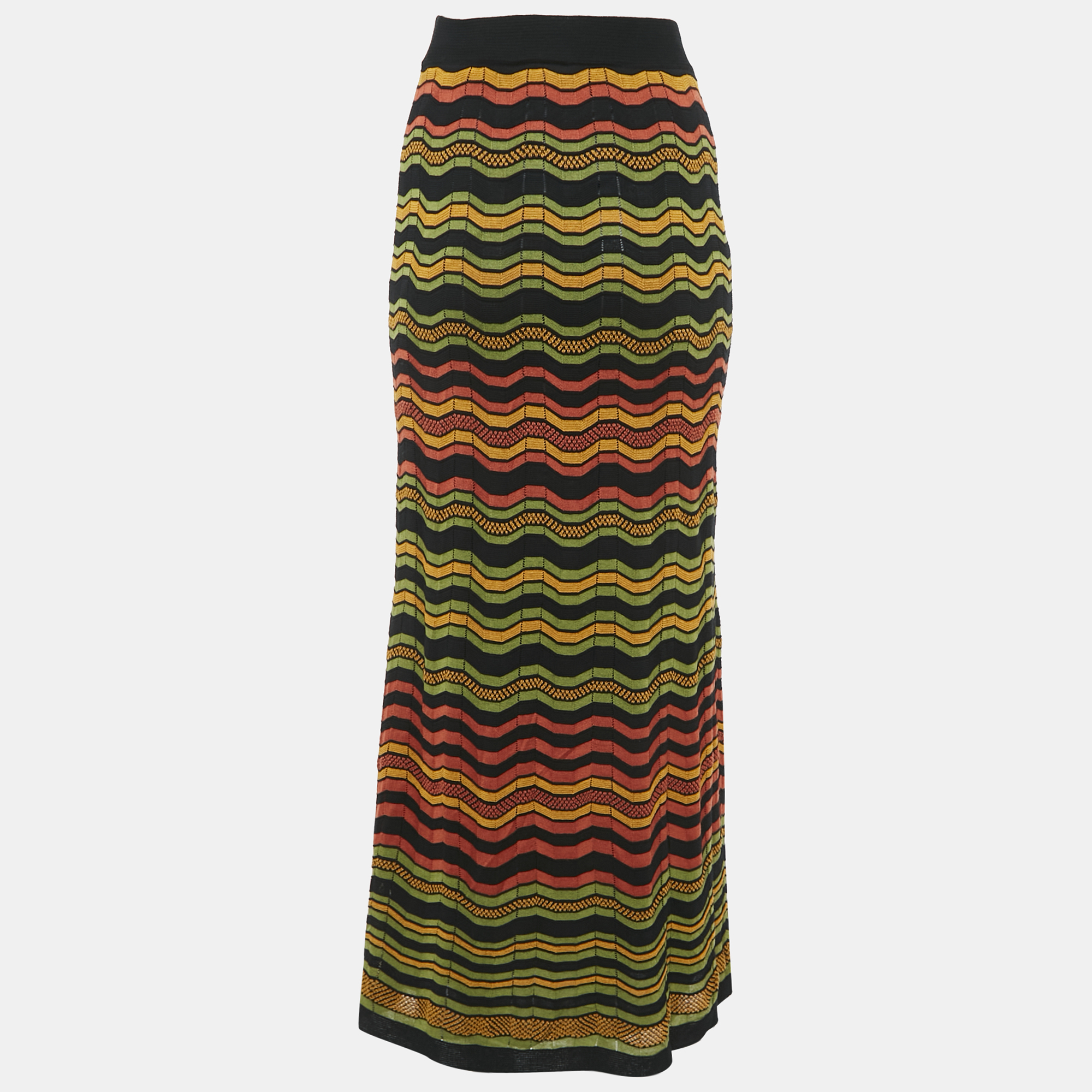 M Missoni Multicolor Patterned Knit Maxi Skirt S 