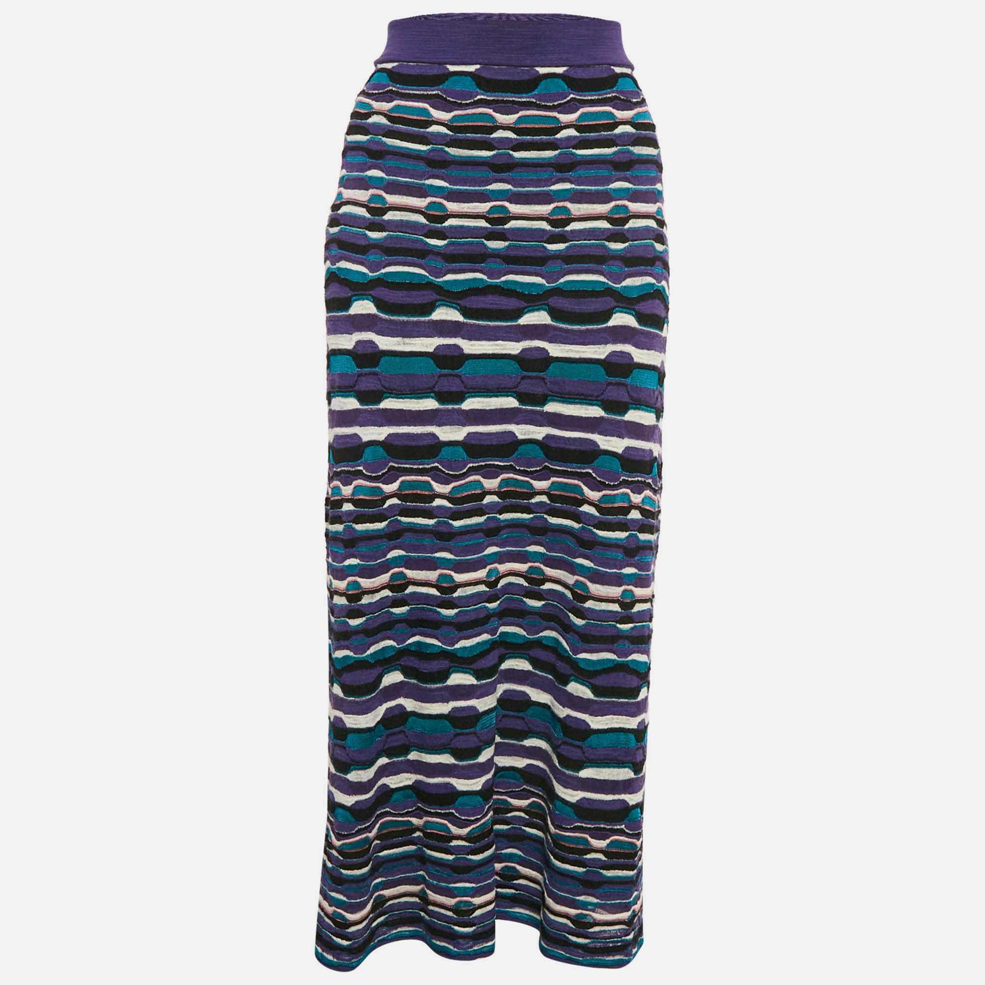 

M Missoni Purple Striped Knit Maxi Skirt M