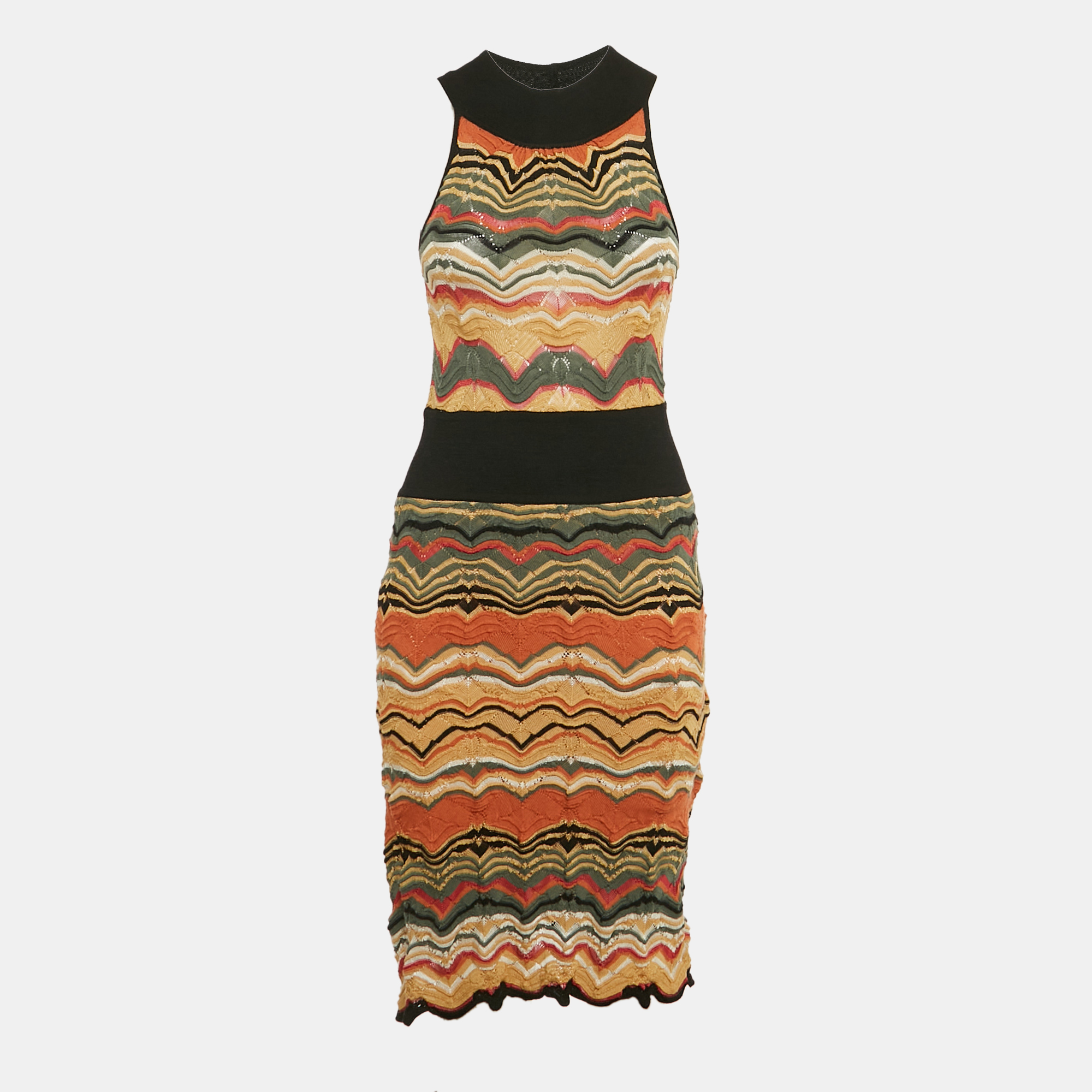 

M Missoni Multicolor Chevron Knit Sleeveless Midi Dress M