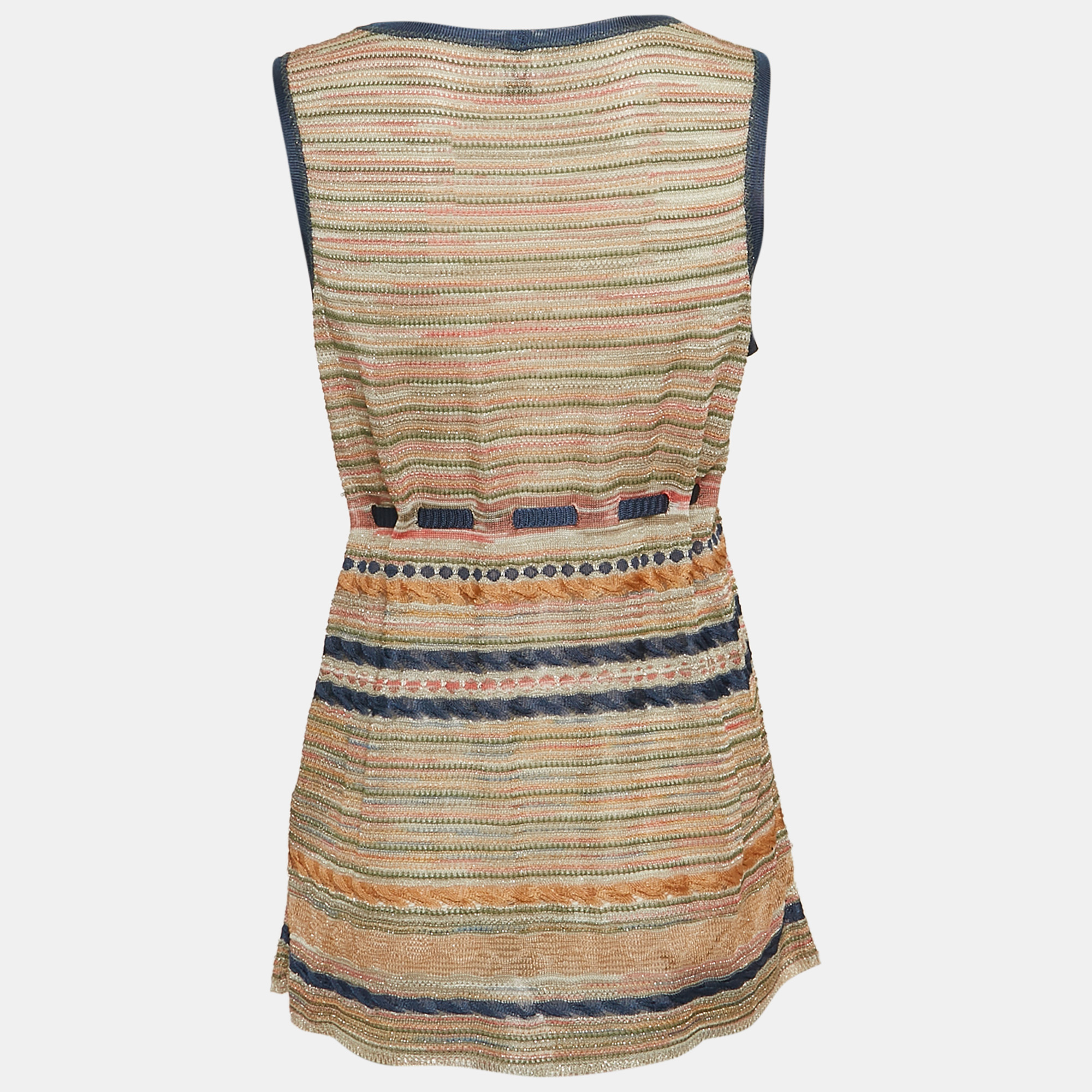 M Missoni Multicolor Lurex Knit Sleeveless Tie-Up Waist Detail Top L 