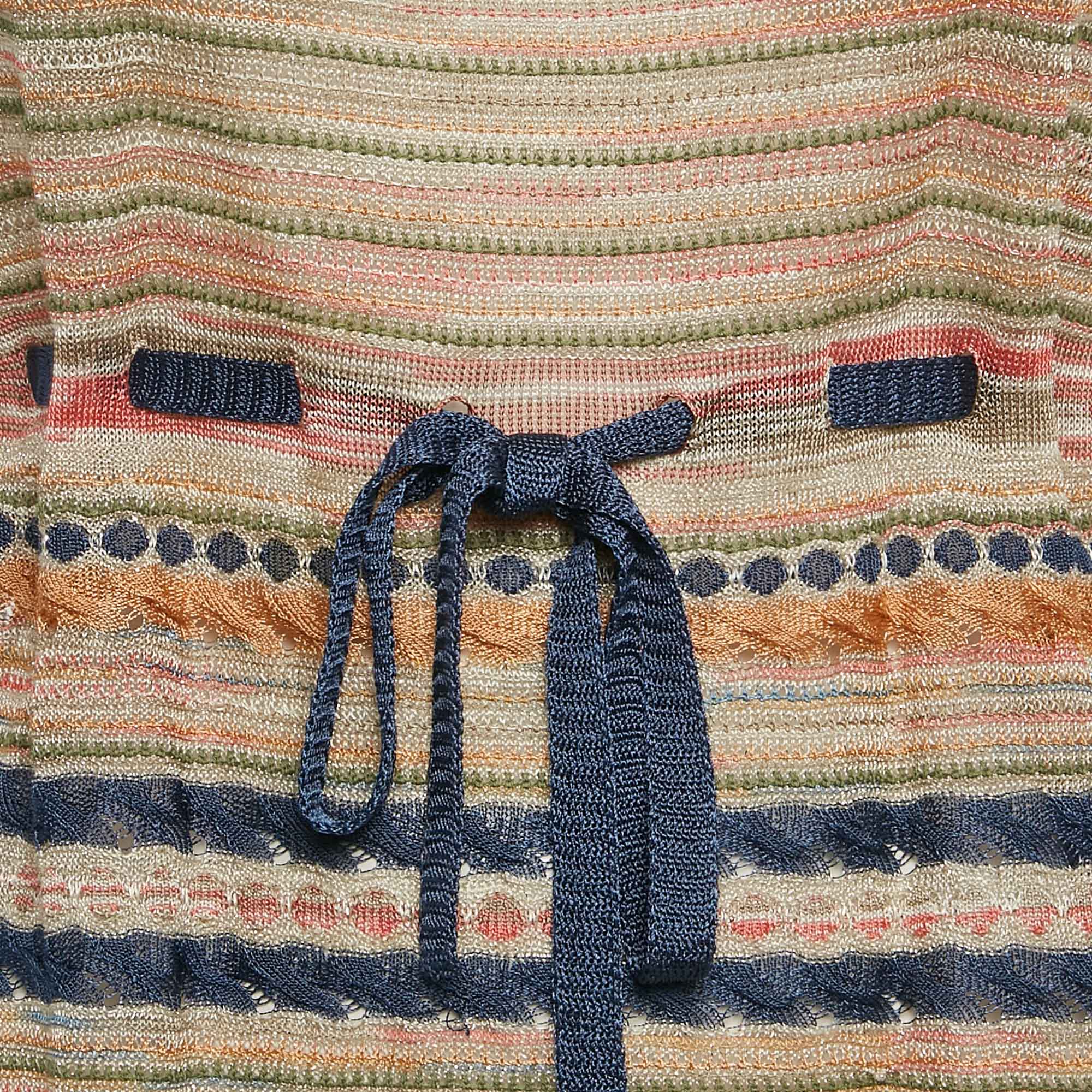 M Missoni Multicolor Lurex Knit Sleeveless Tie-Up Waist Detail Top L 