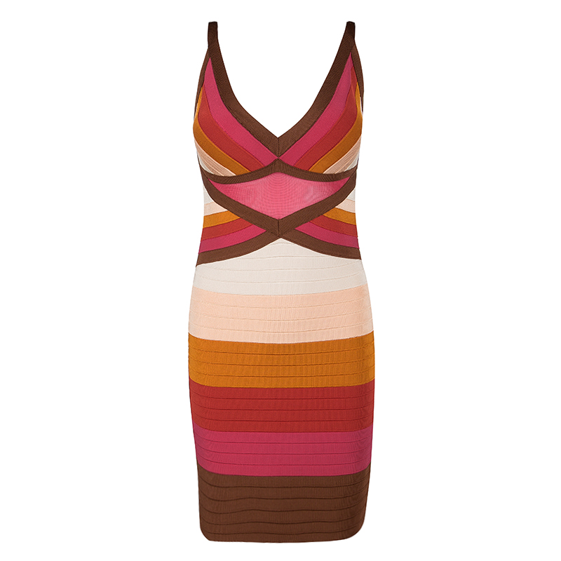 Pre Owned M Missoni Multicolor Striped Sleeveless Bandage Dress M