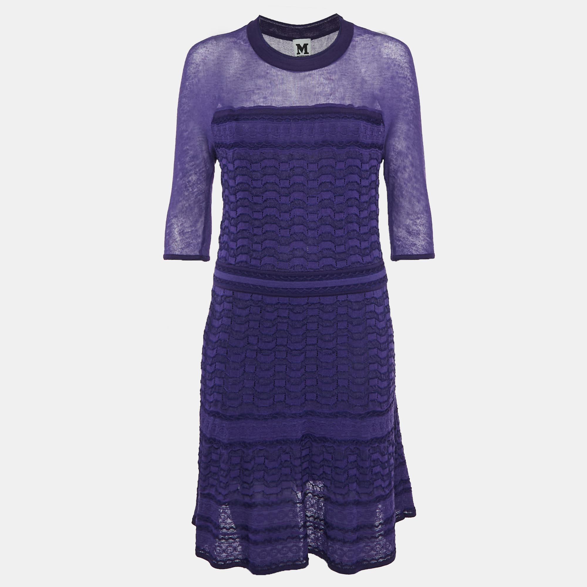 

M Missoni Purple Patterned Knit Short Dress L