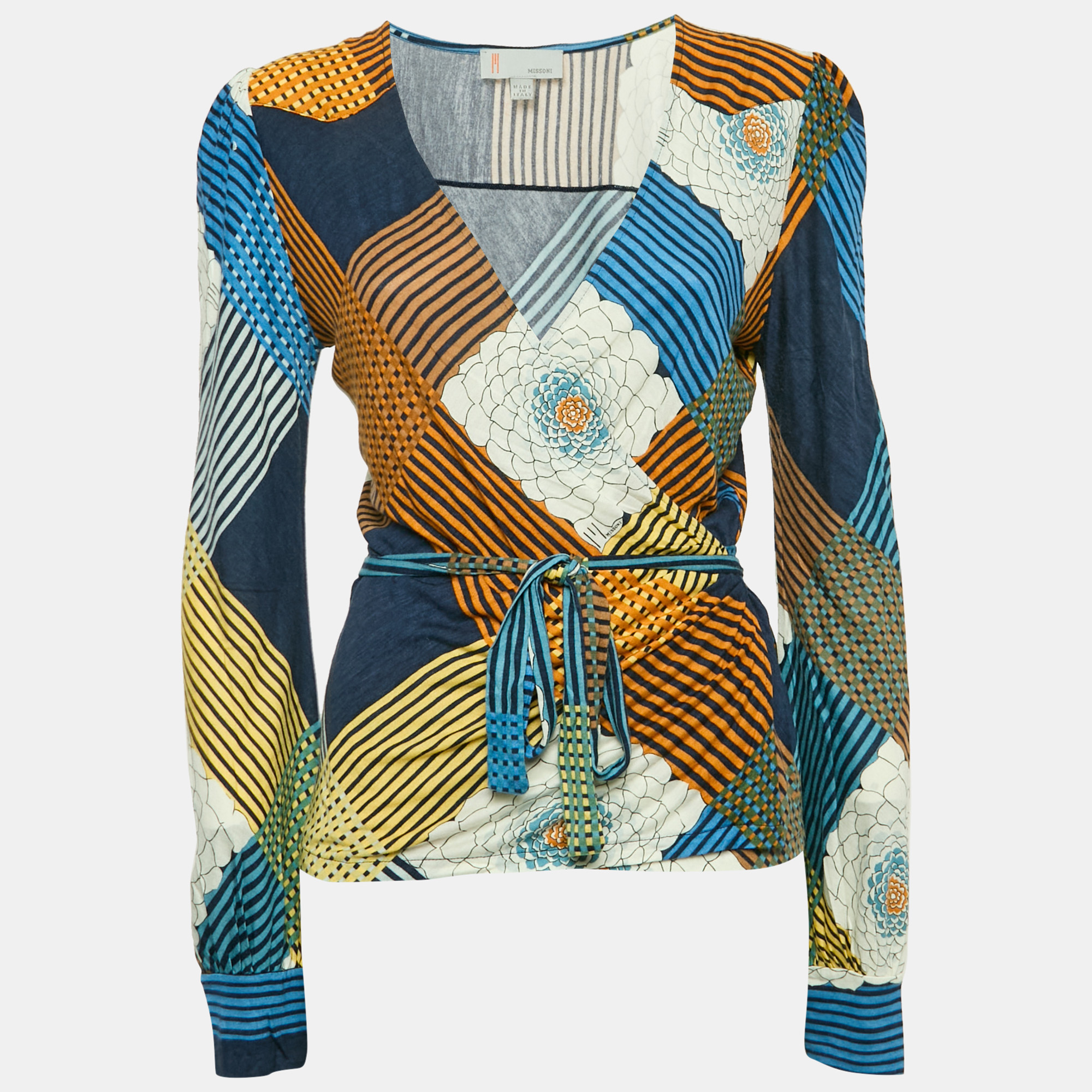 

M Missoni Multicolor Printed Knit Wrap Top L