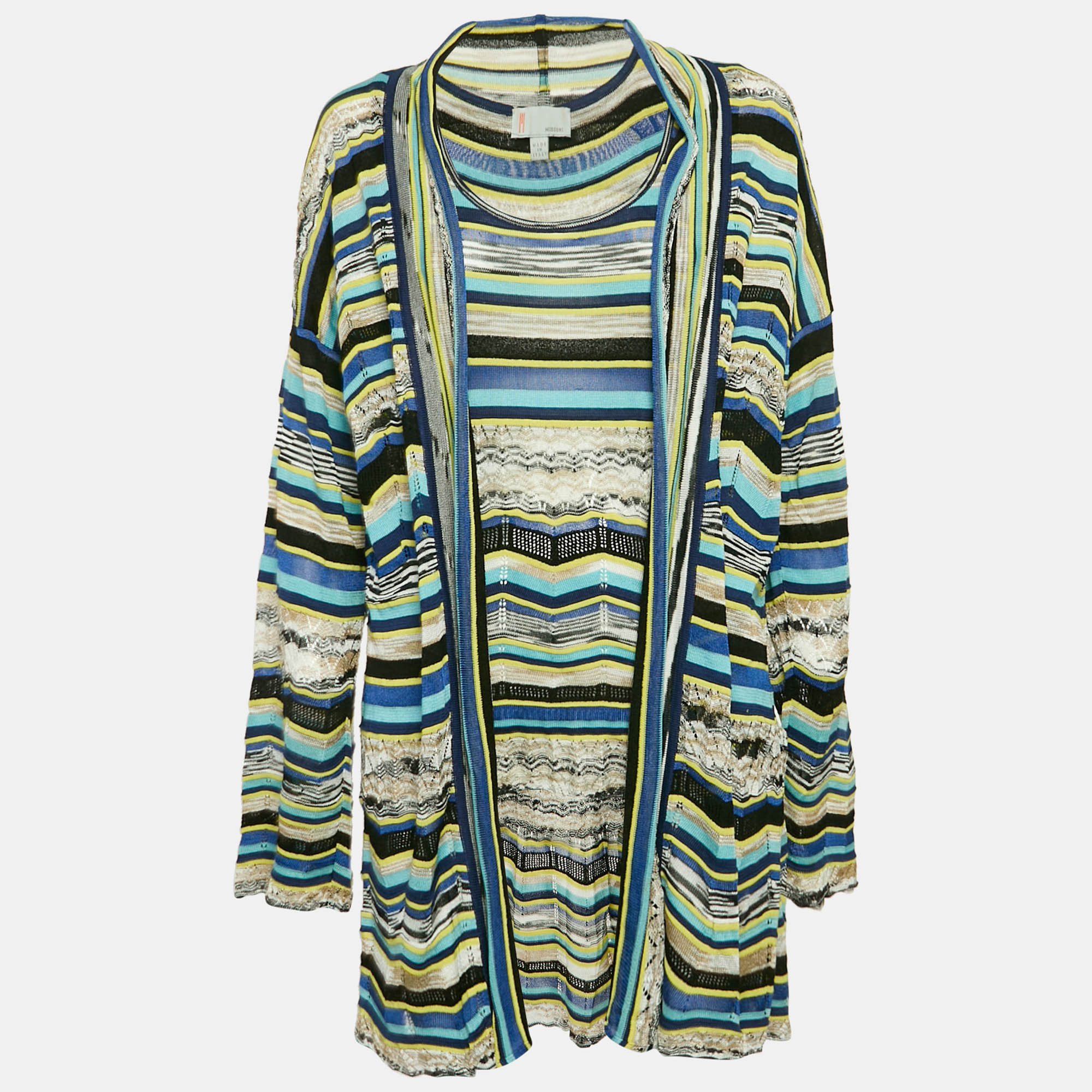 

M Missoni Multicolor Knit Tank Top & Cardigan Set L