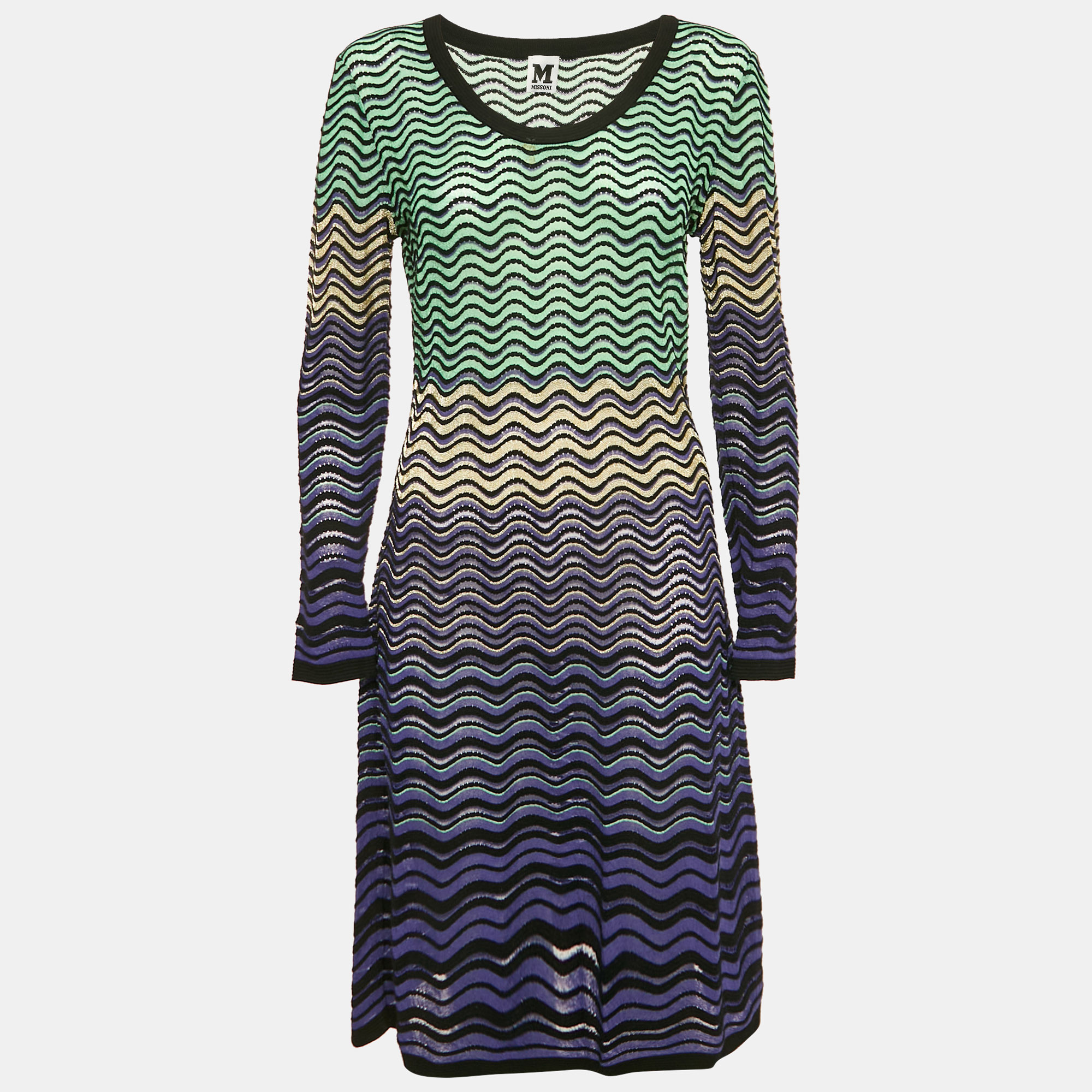 

M Missoni Multicolor Wave Pattern Knit Short Dress L