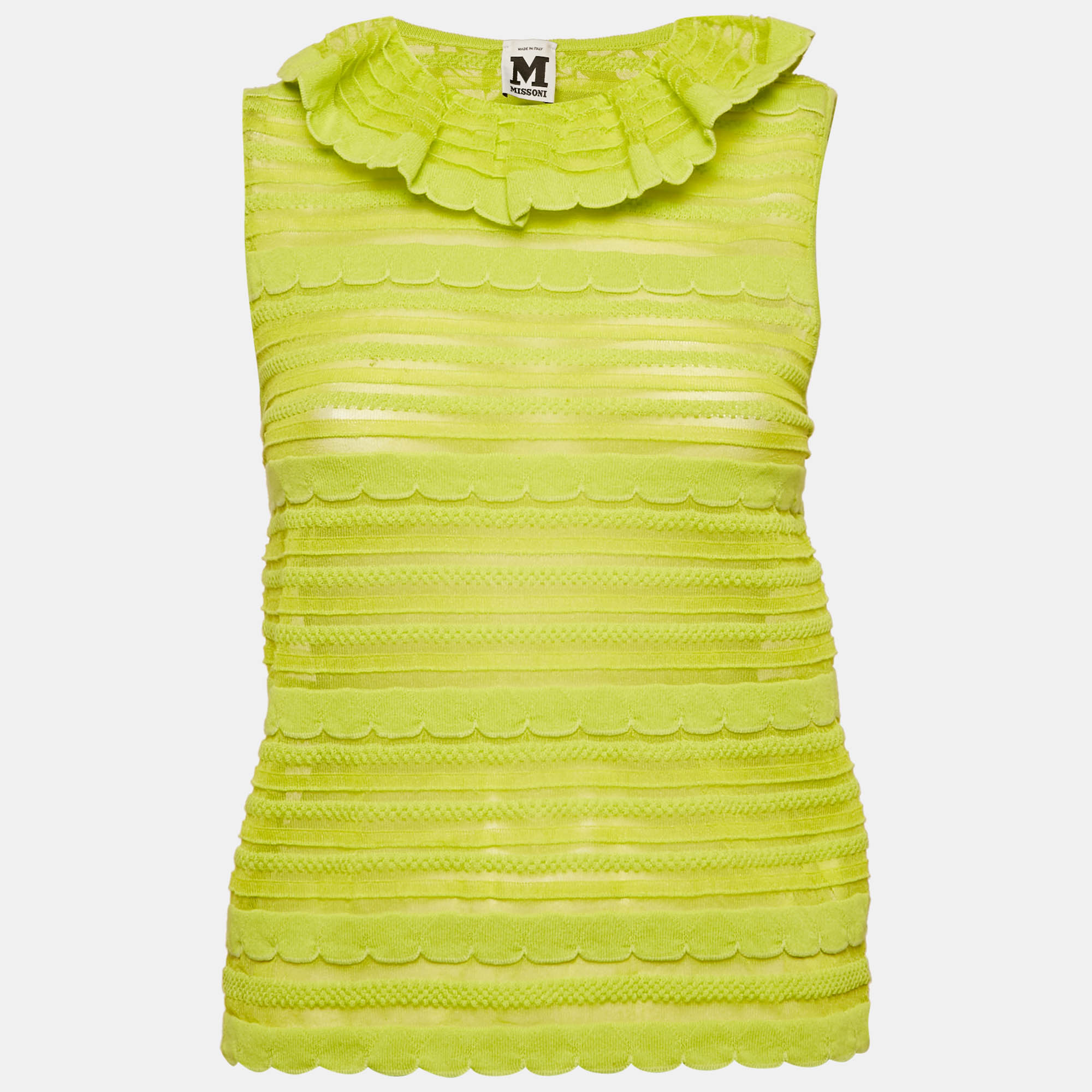 

M Missoni Neon Green Knit Top S