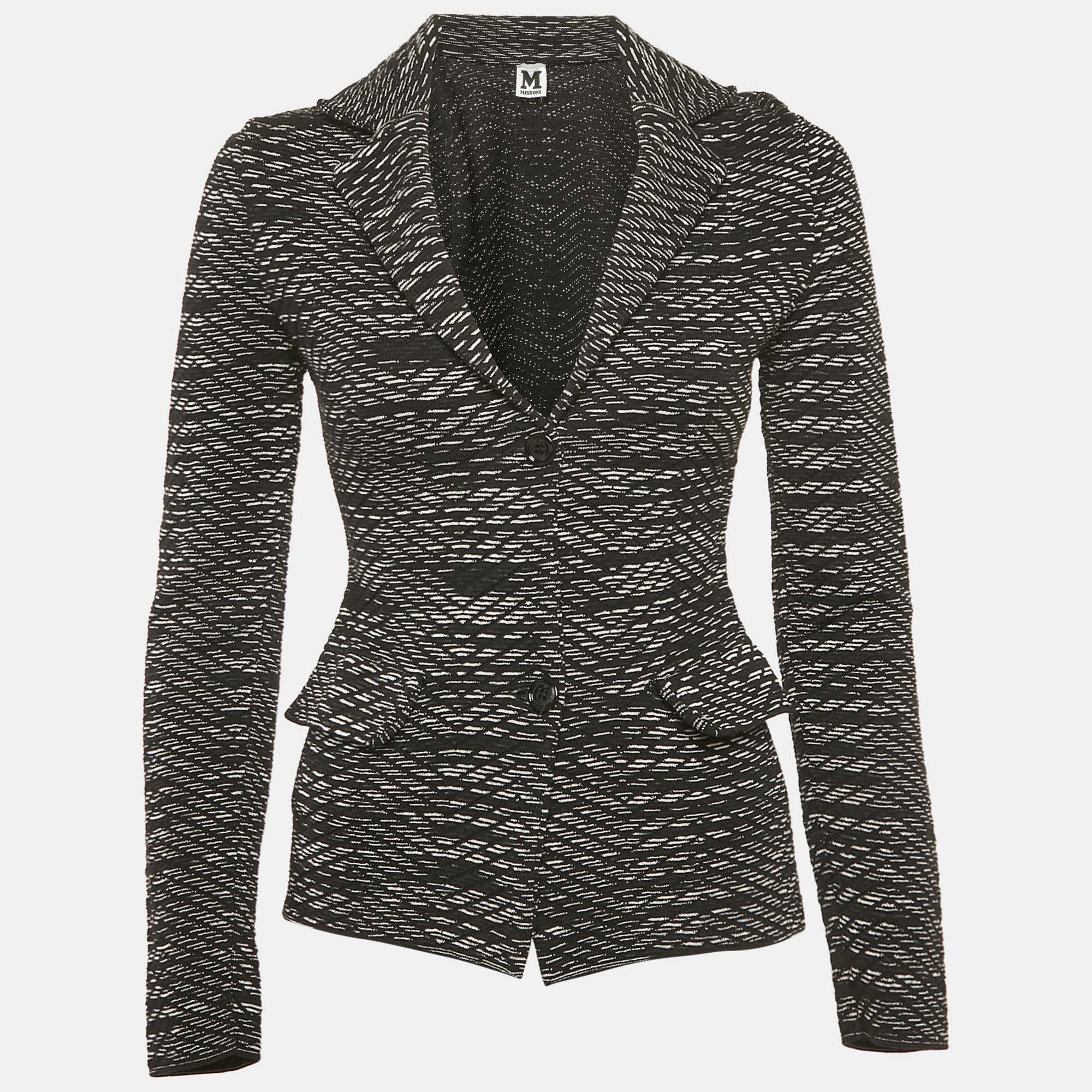 

M Missoni Black Patterned Wool Knit Blazer S