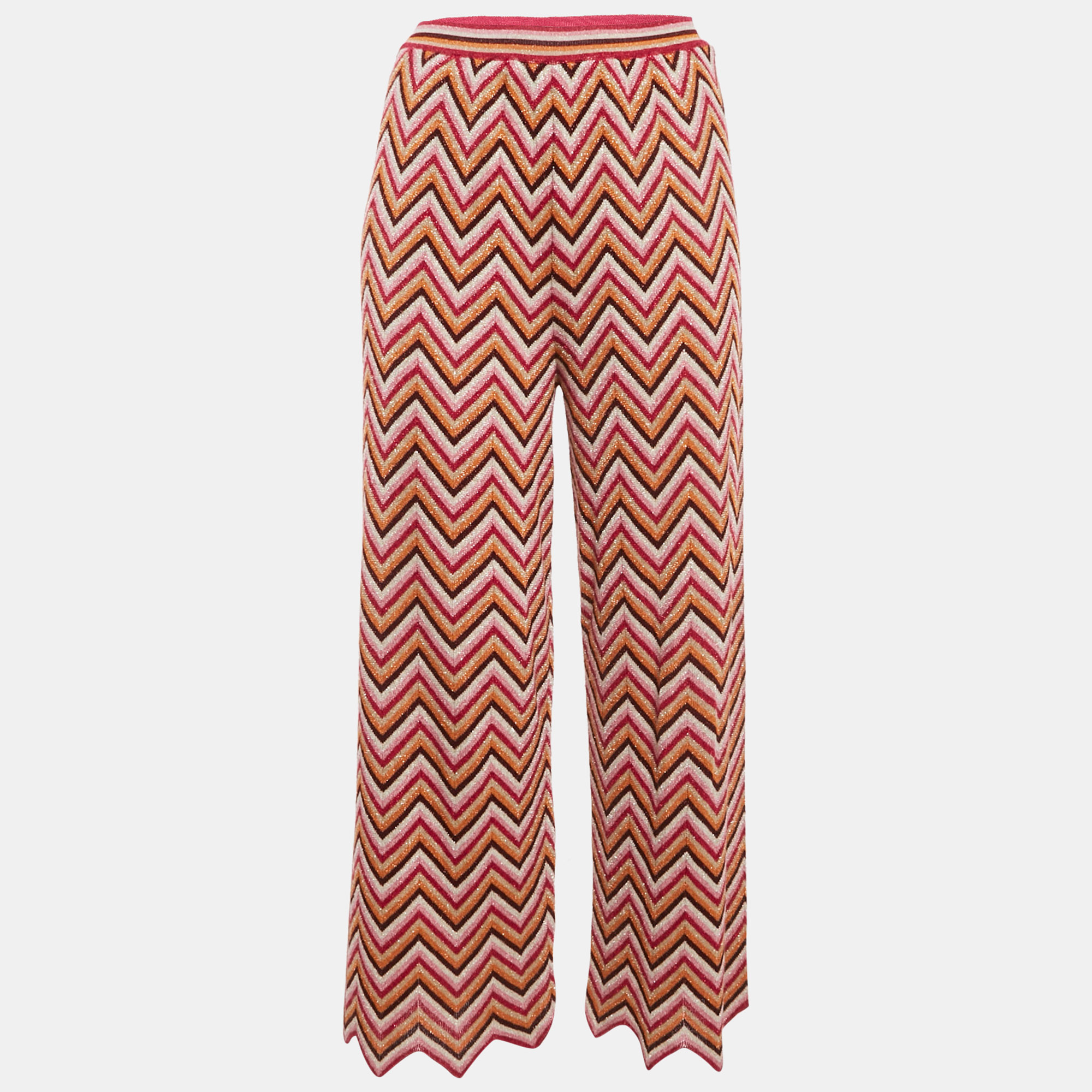 

M Missoni Pink Zig Zag Lurex Knit Trousers L