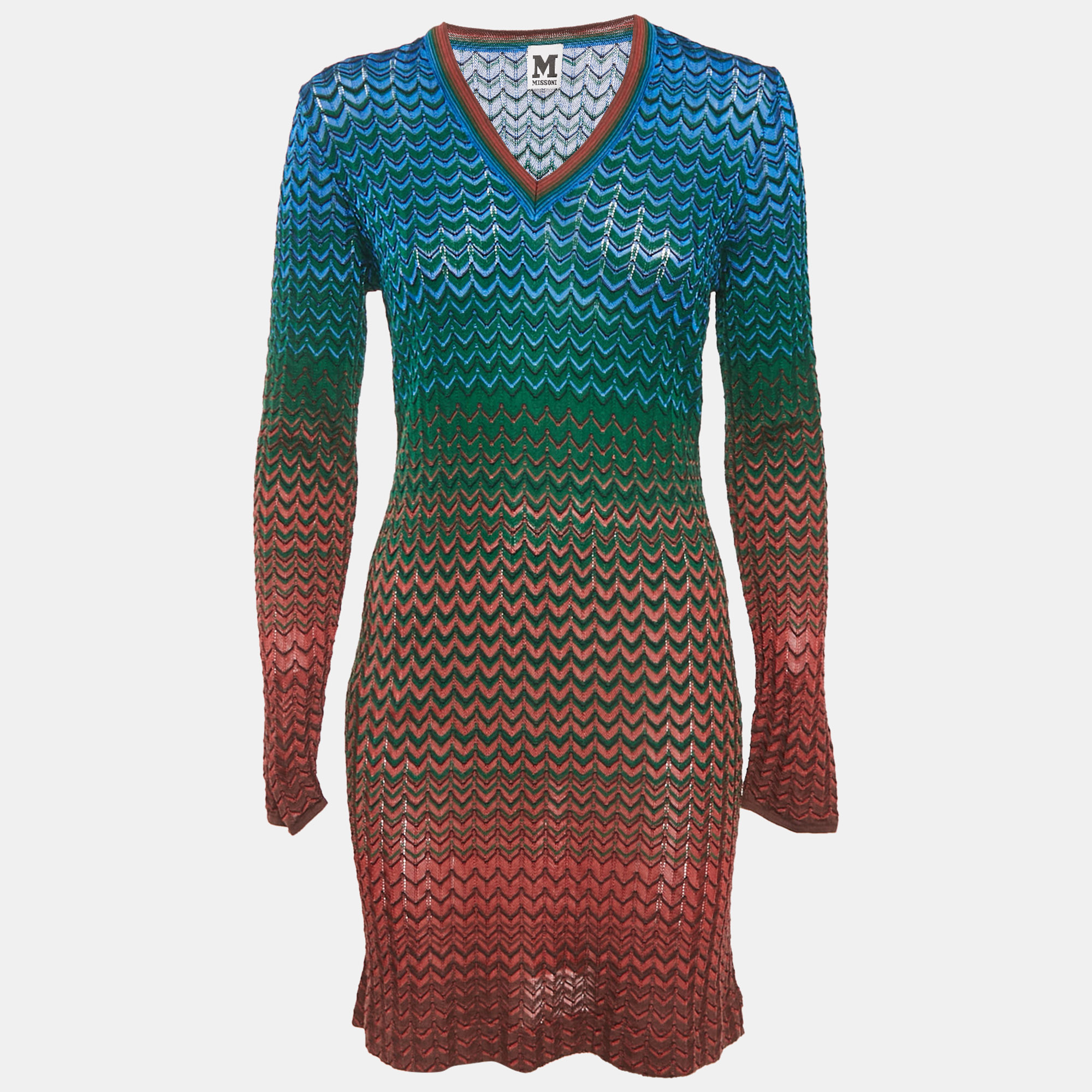 

M Missoni Multicolor Zig Zag Knit Mini Dress L