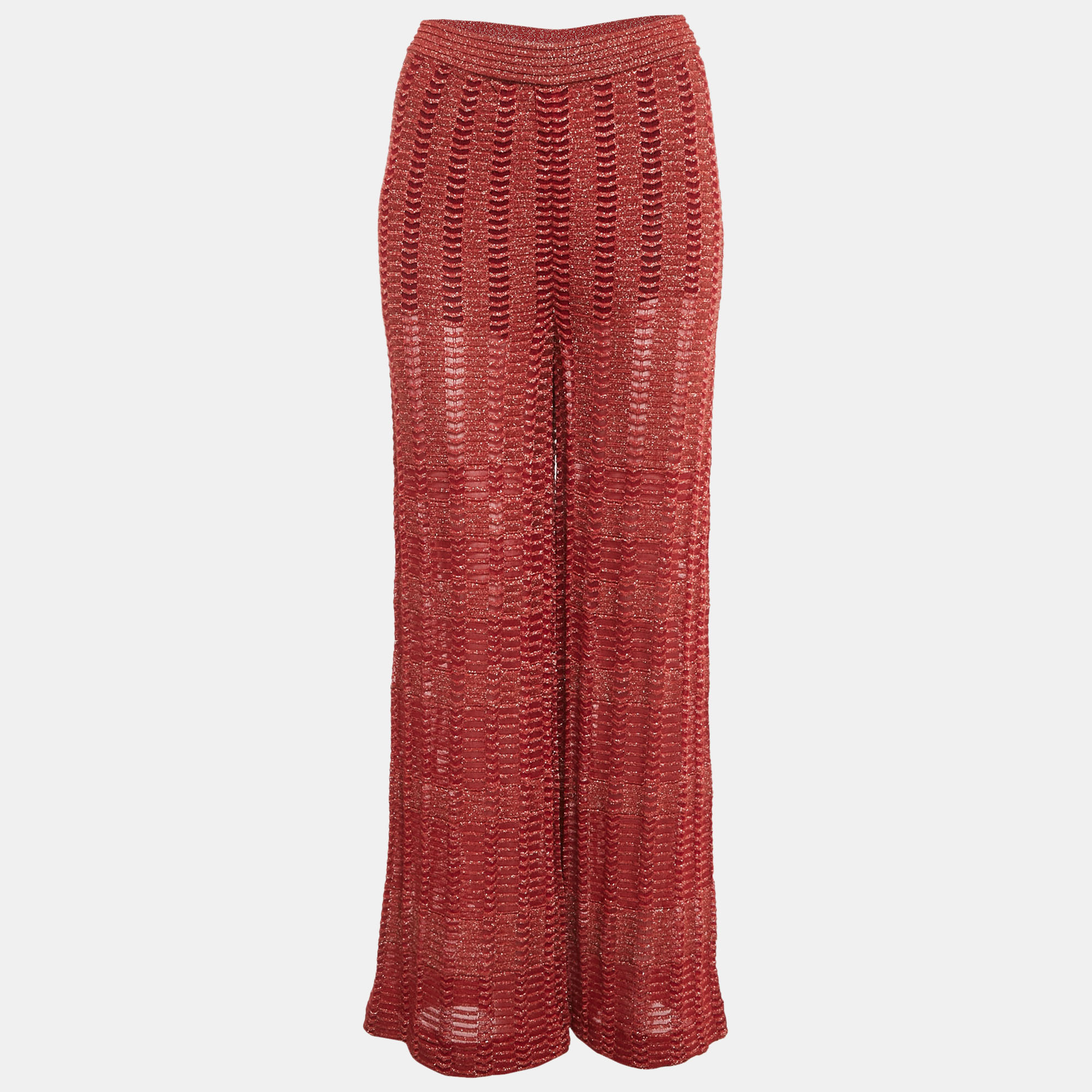 Pre-owned M Missoni Red Lurex Knit Pants M
