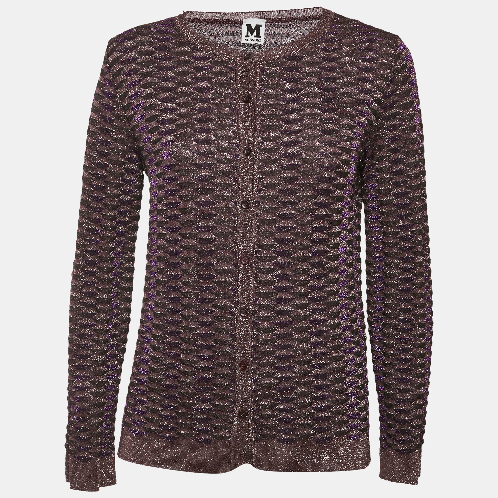

M Missoni Multicolor Lurex Knit Button Front Cardigan M