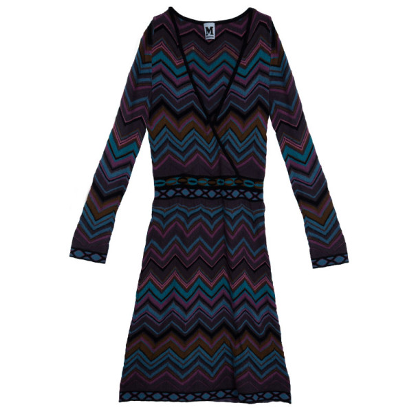 مملوكة مسبقًا M Missoni Wool Blend Zig Zag Print Dress M