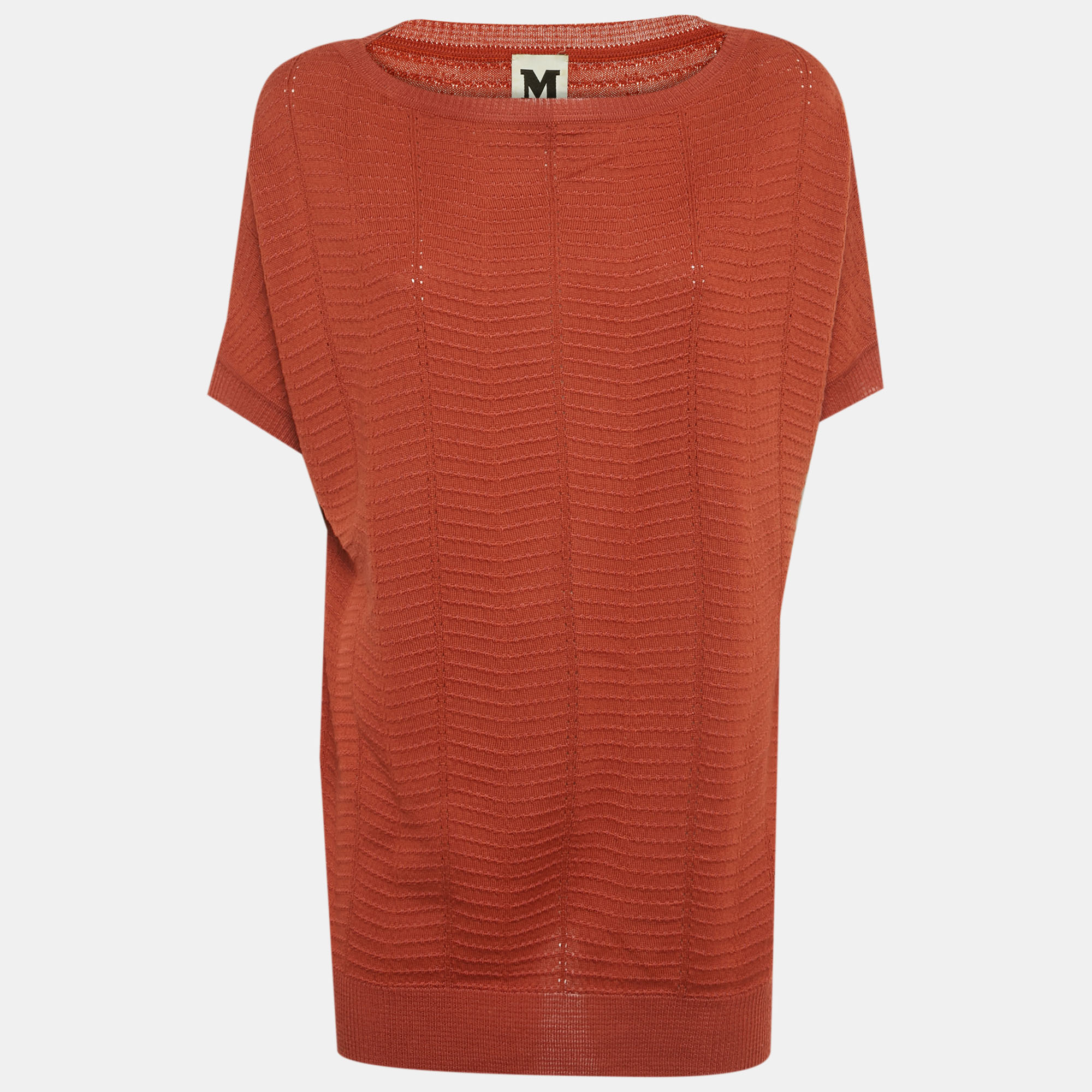 

M Missoni Burnt Orange Patterned Knit Top M