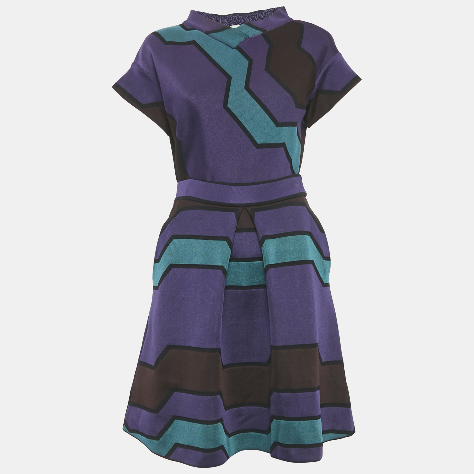

M Missoni Purple Knit Patterned Top & Skirt Set M